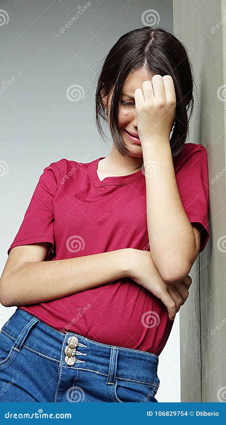Small body crying latina girl learning photo