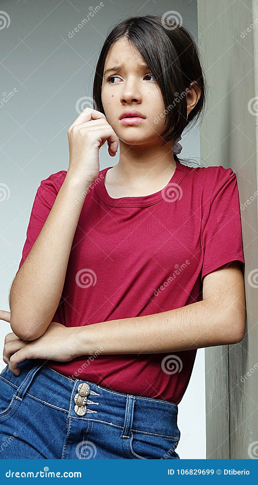 Latina Girl and Fear stock image picture