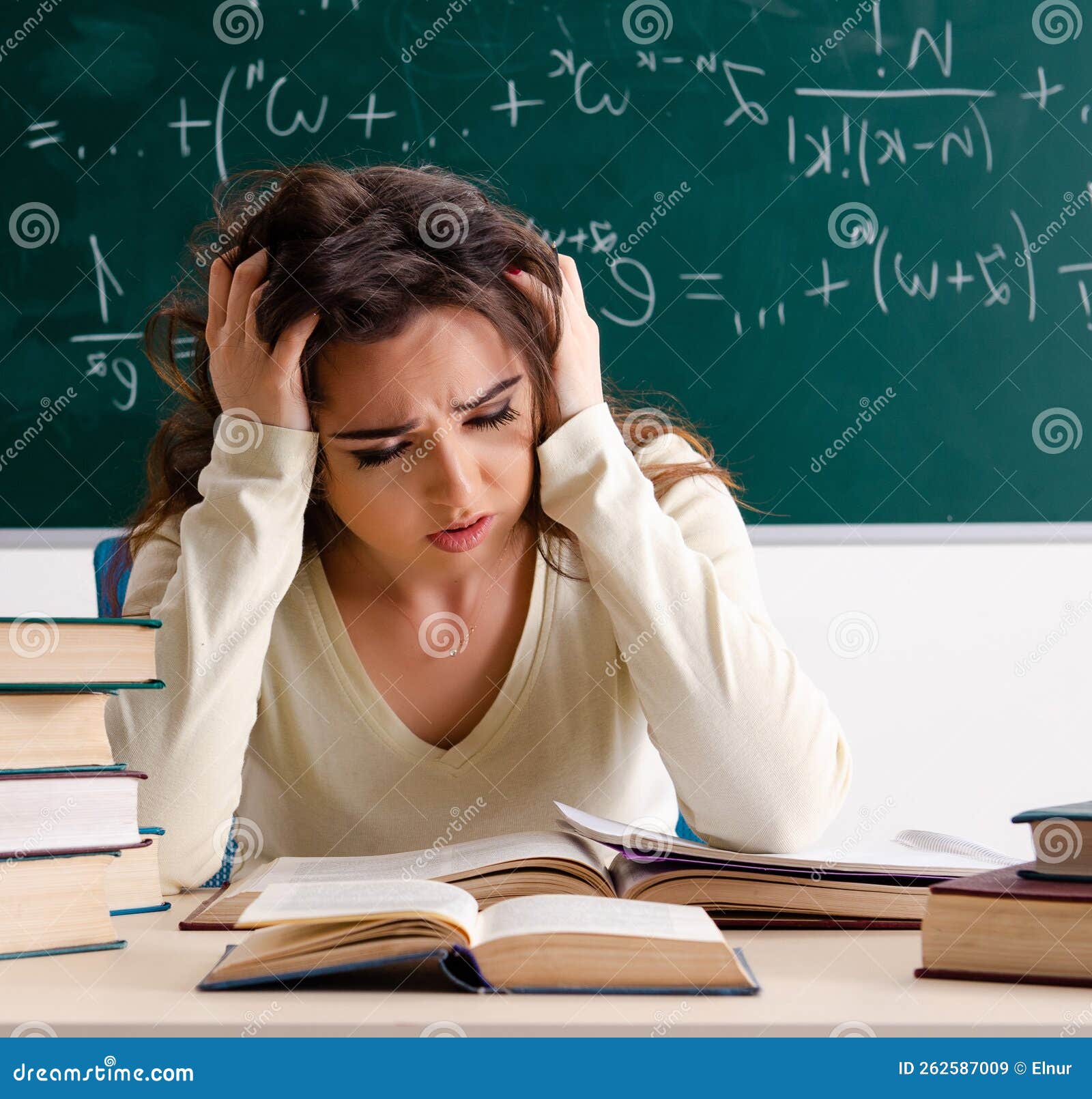 Young Female Math Teacher in Front of Chalkboard Stock Image Image of