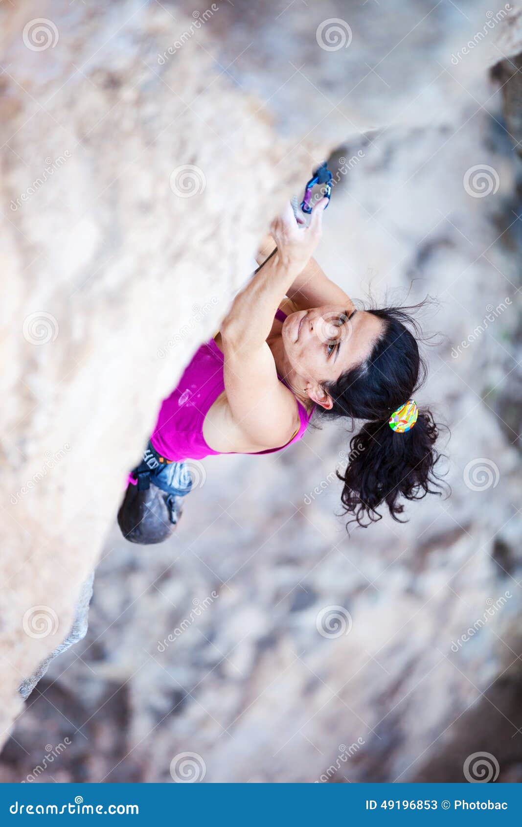 Young Female Rock Climber on a Cliff Stock Image Image of focused