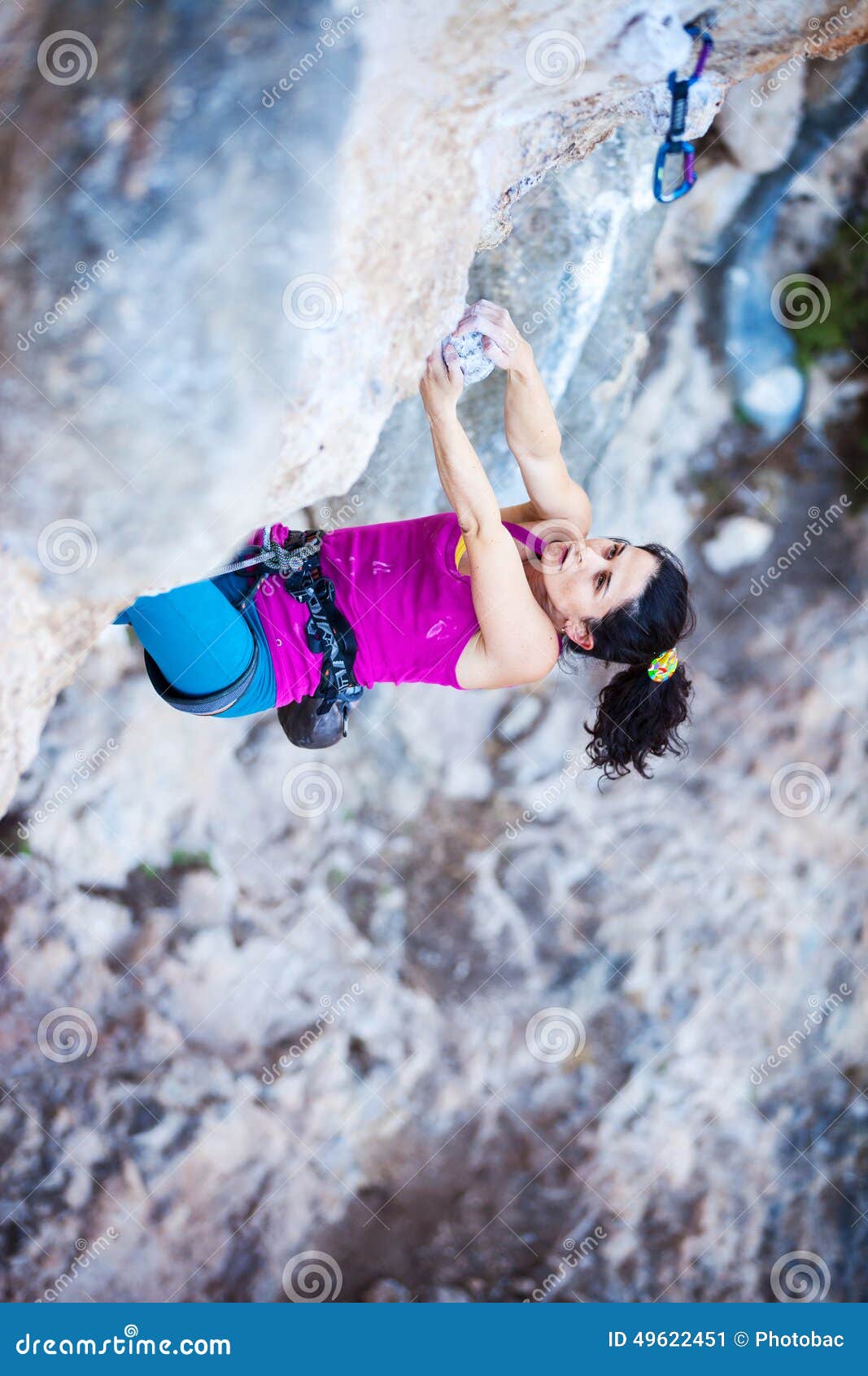 Young Female Rock Climber on a Cliff Stock Image Image of alone