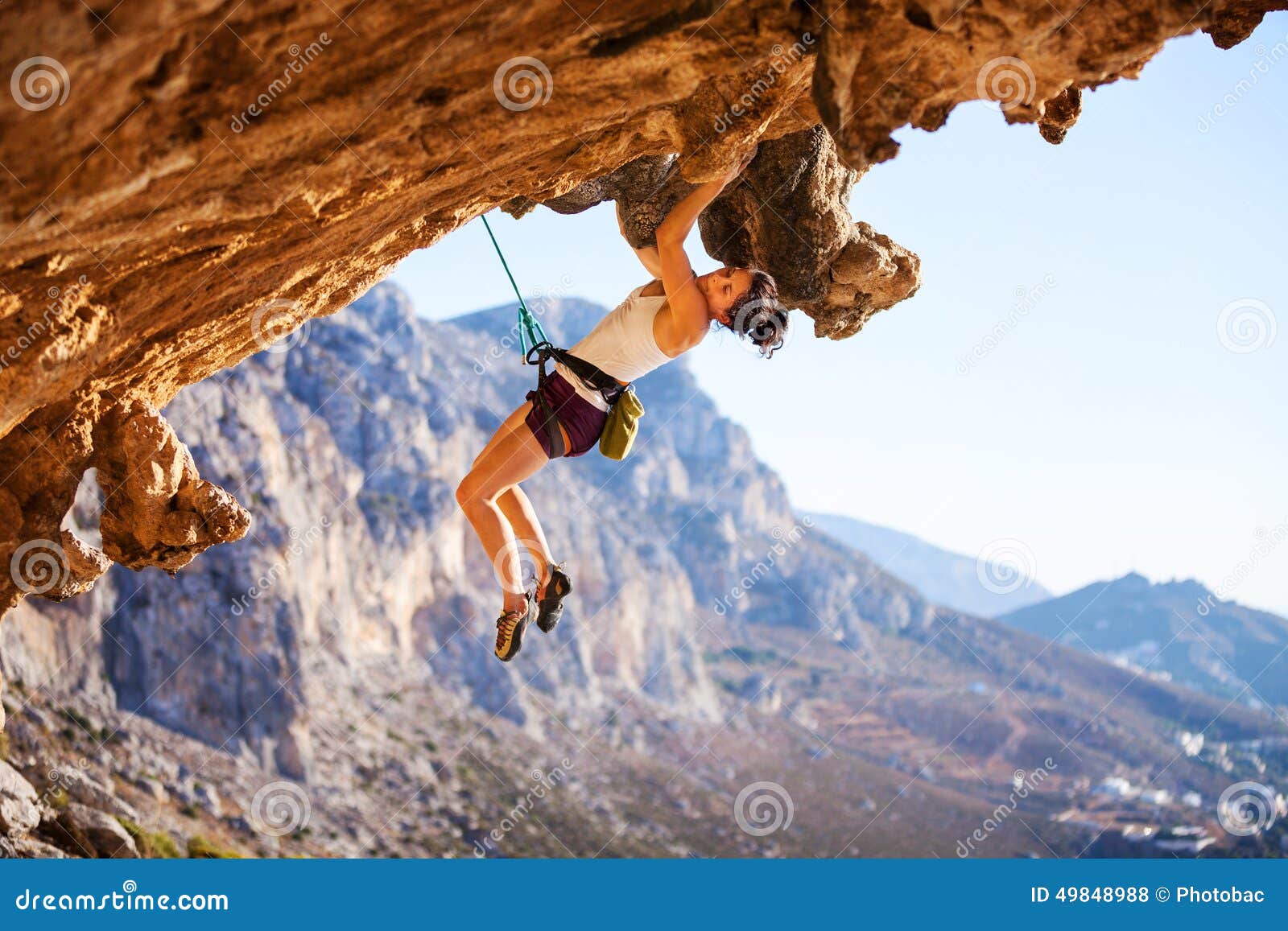 Young Female Rock Climber on a Cliff Stock Photo Image of lady, high
