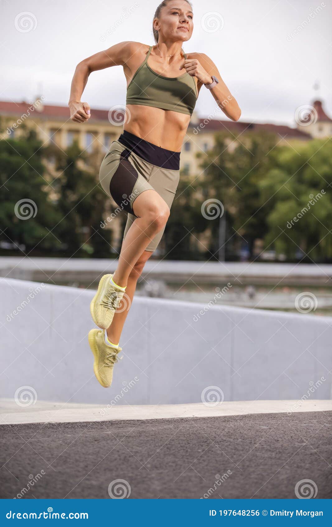 Young Female Runner in Jogging Outfit during Her Regular Training