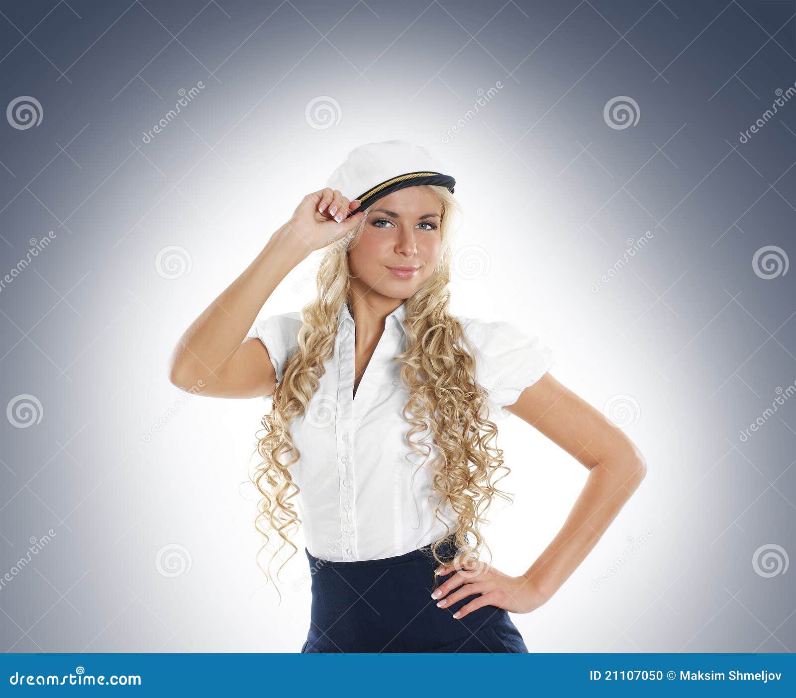 a young female sailor woman in a white clothes