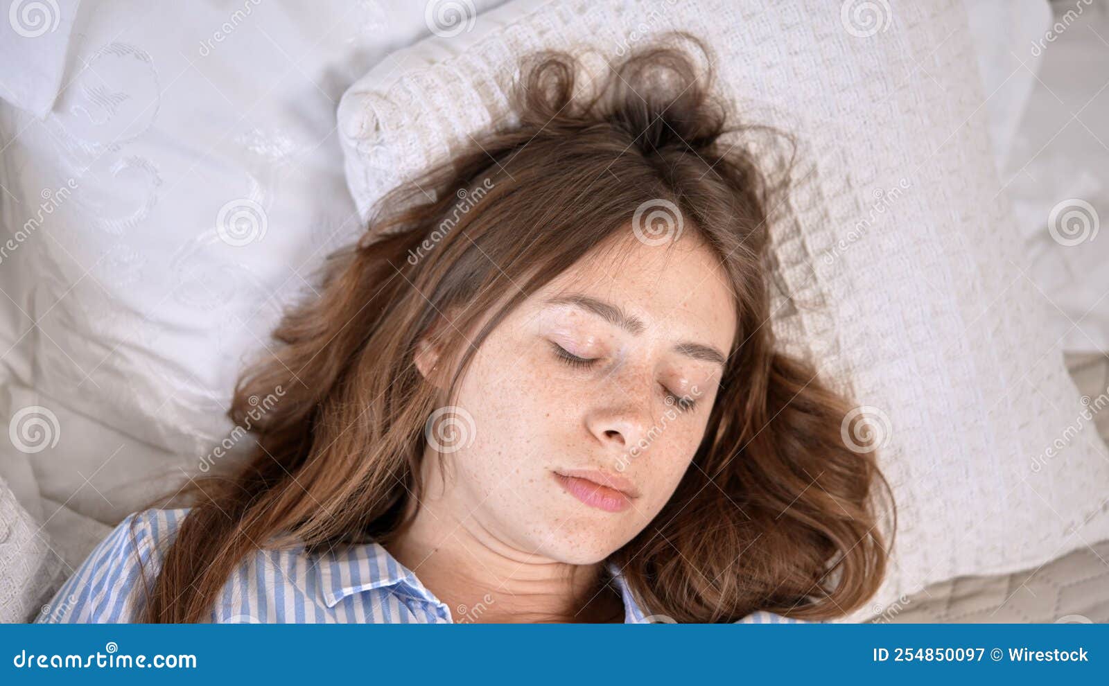 Young Female Sleeping on the Bed Stock Image Image of cozy, female