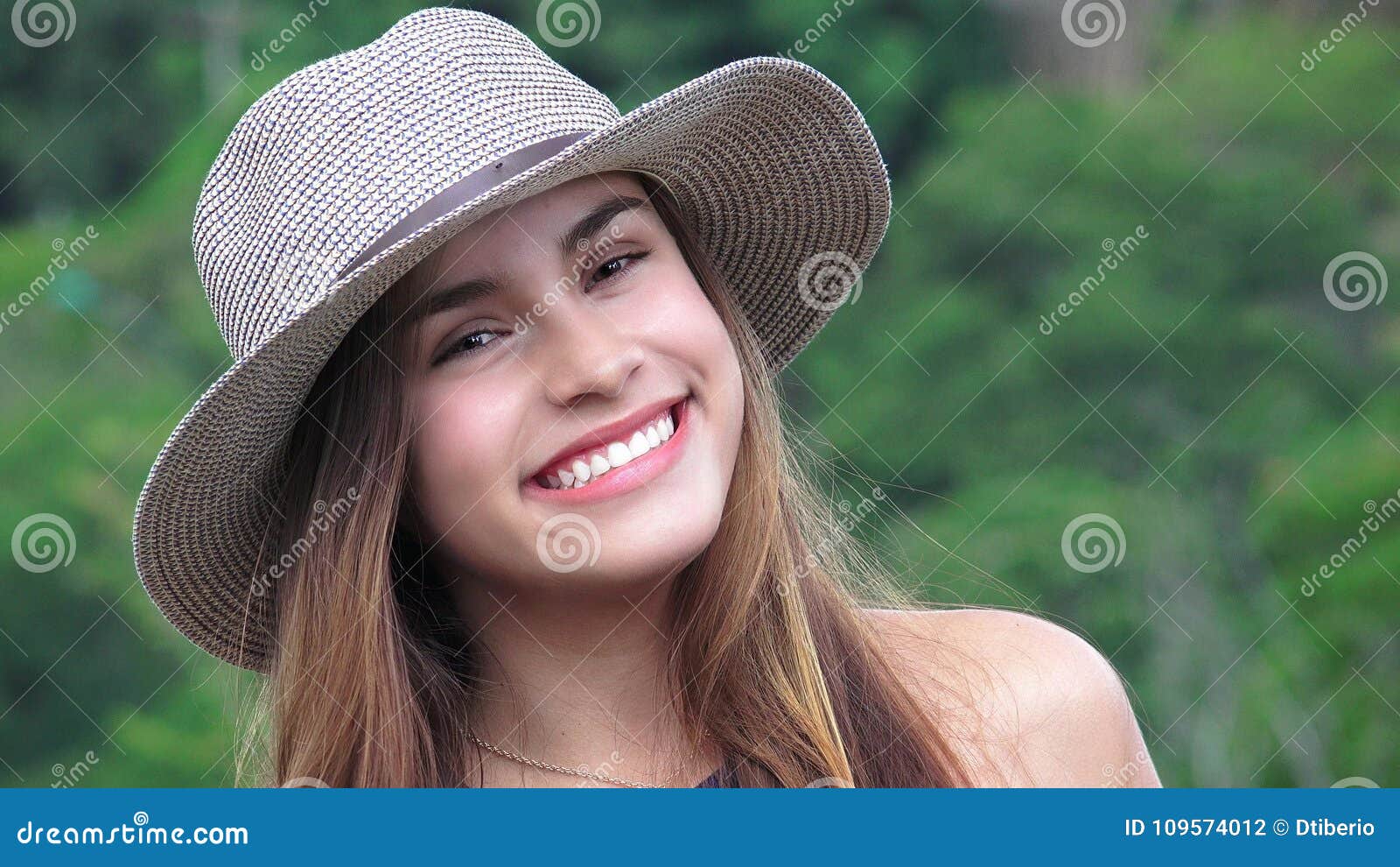 Smiling Teen Girl Wearing Hat Stock Photo Image Of
