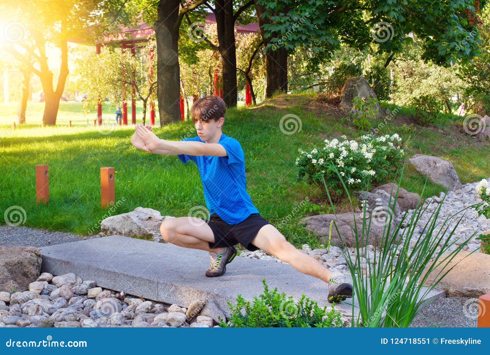 Young Fit Man Exercising in Park Stock Image - Image of closeup, school ...