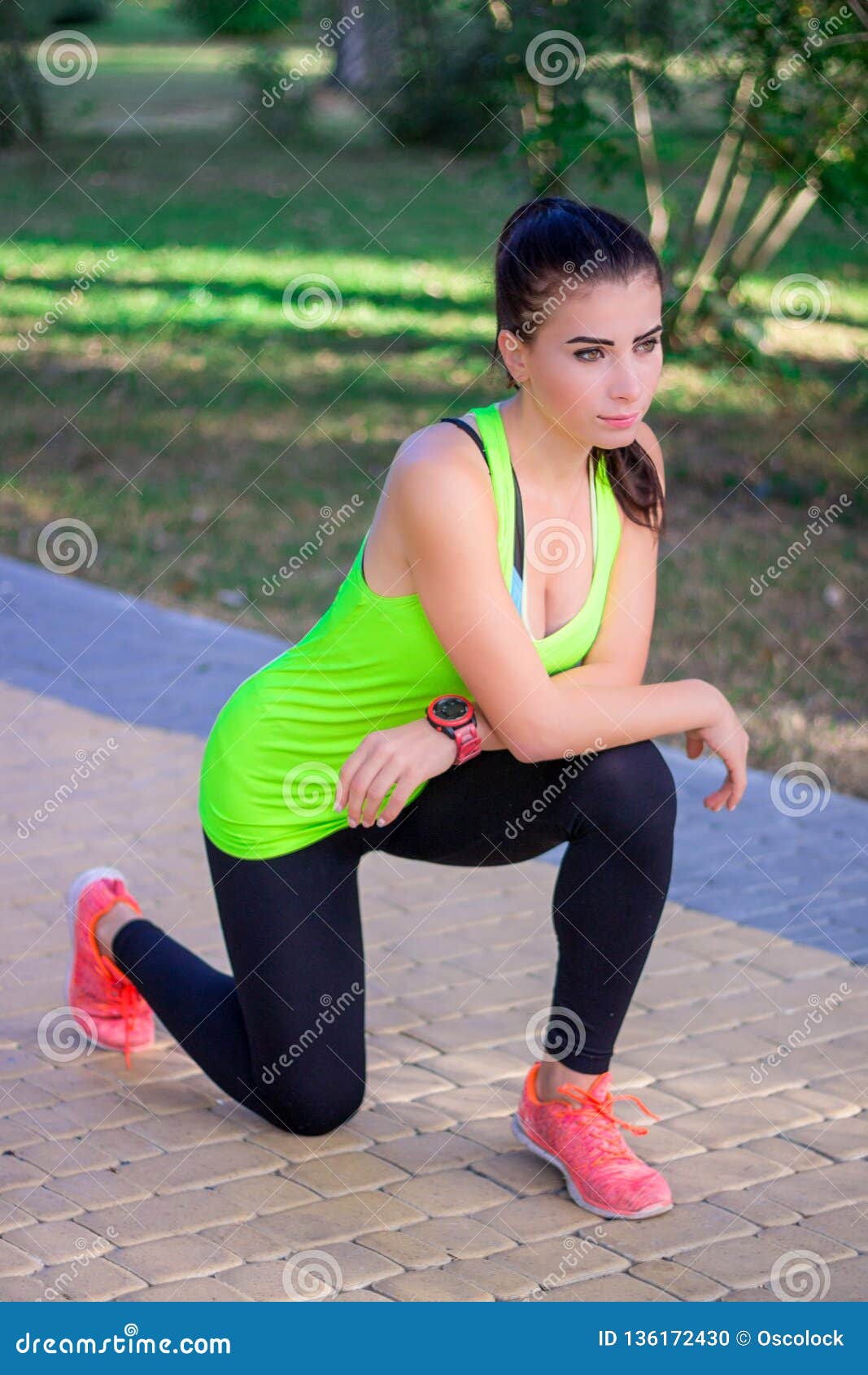 Young Fitness Girl Rests between Workout Exercises Stock Photo - Image ...