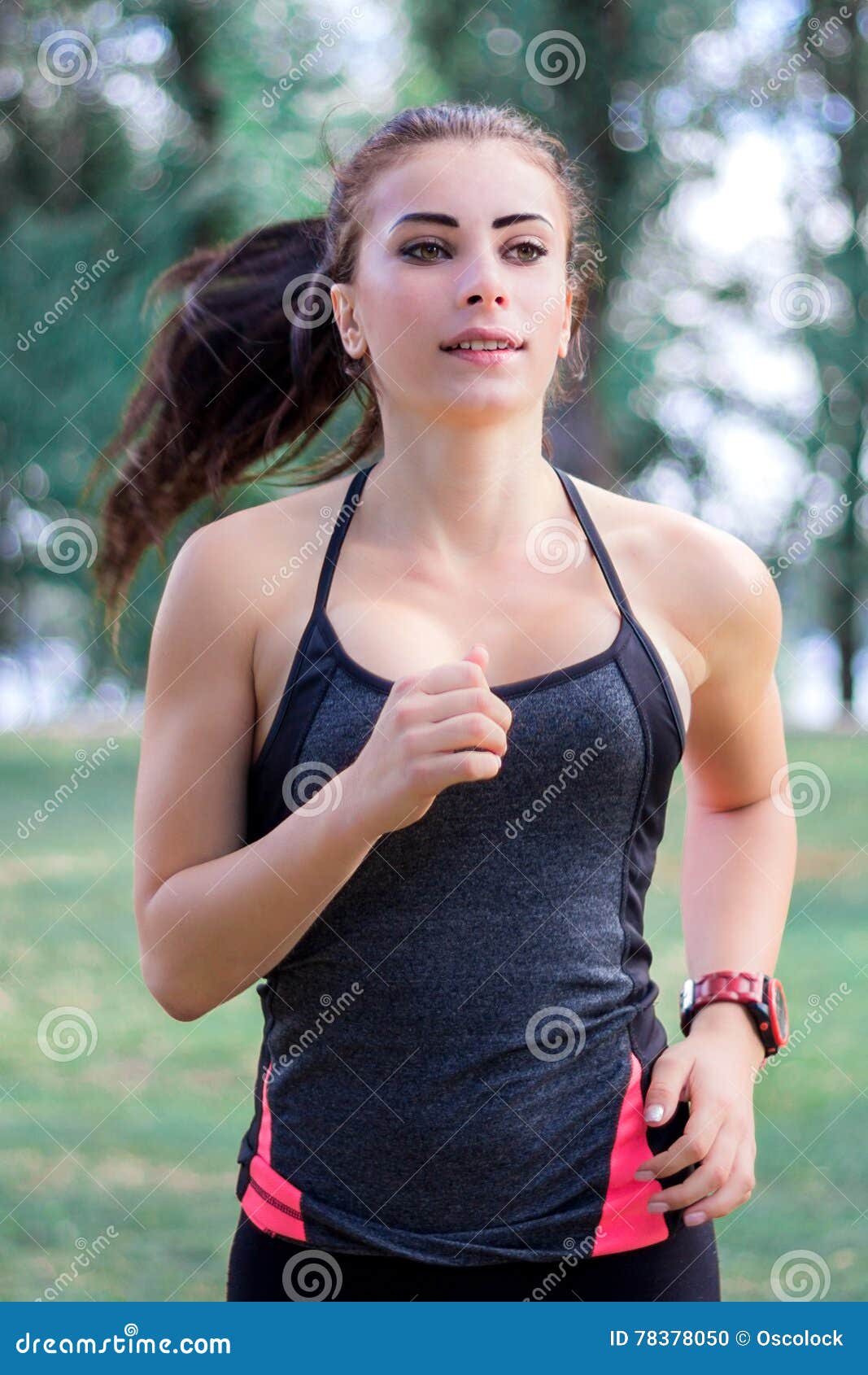 Young Fitness Girl Runs during Training Workout Stock Photo - Image of ...