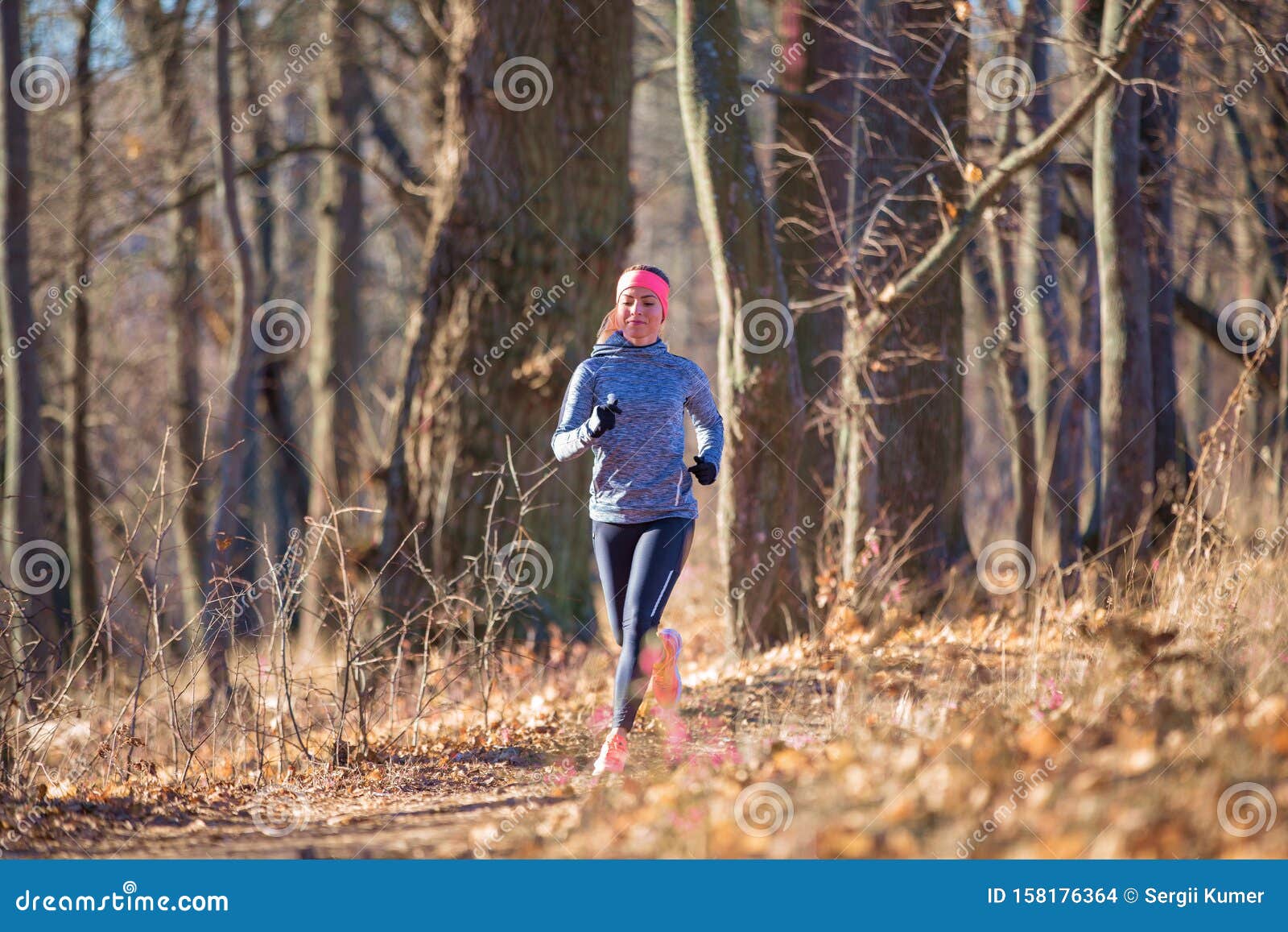 Young Fitness Woman Running In The Park Stock Photo - Image of happy ...