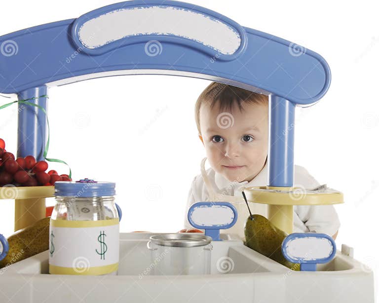 Young Fruit Stand Manager stock image. Image of pear 24935977