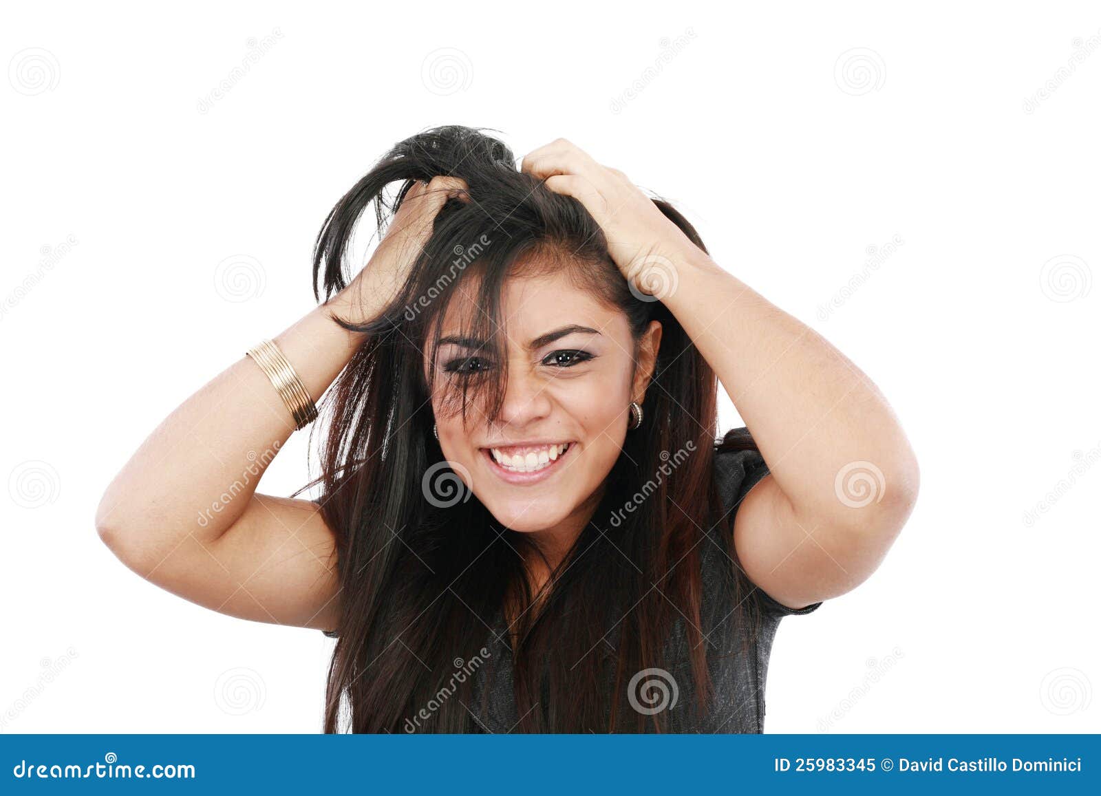 Young Frustrated Woman Pulling Out Hair Stock Image Image of negative