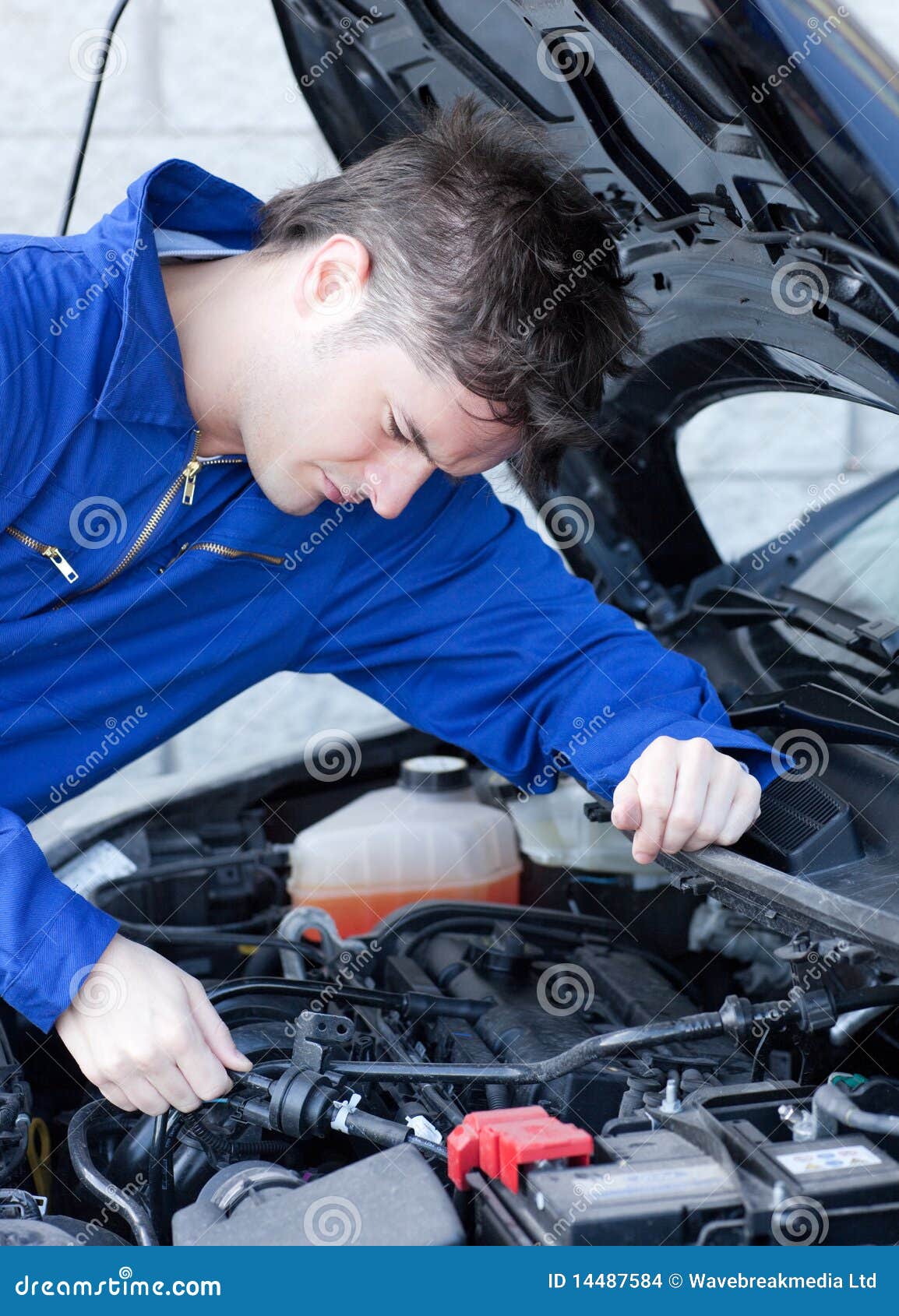 Young Garage Owner Repairing a Motor Stock Photo Image of check