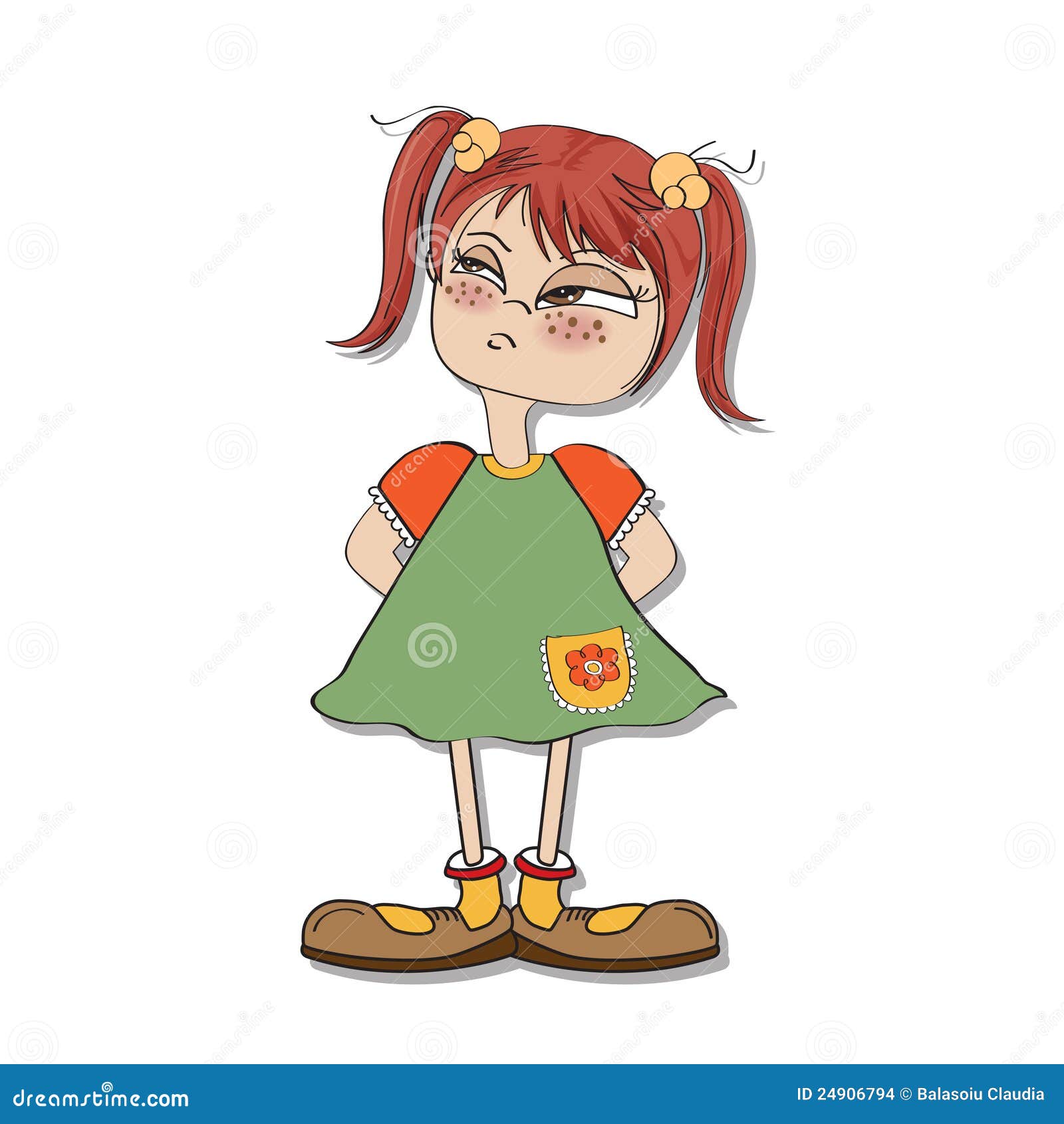 Young Girl Amused and Distrustful Stock Vector - Illustration of ...