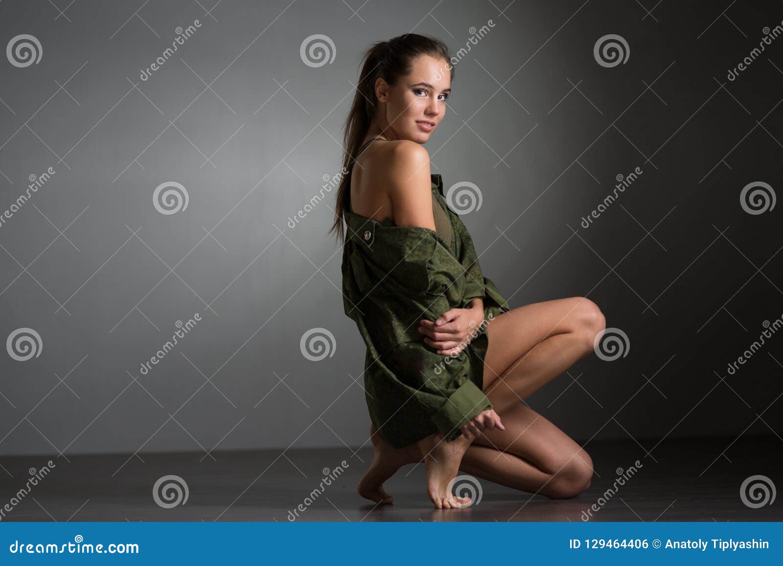 Young girl in army uniform stock photo. Image of army 129464406