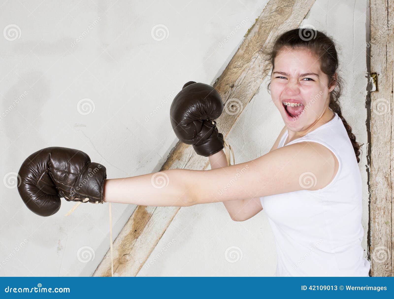 A young girl as a boxer stock image. Image of mouth, recreation 42109013