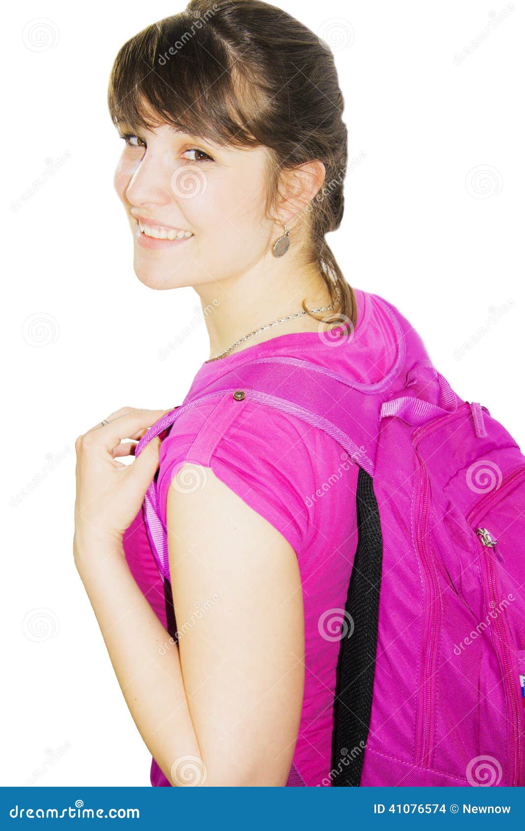 Young girl with a backpack stock photo. Image of adventure 41076574