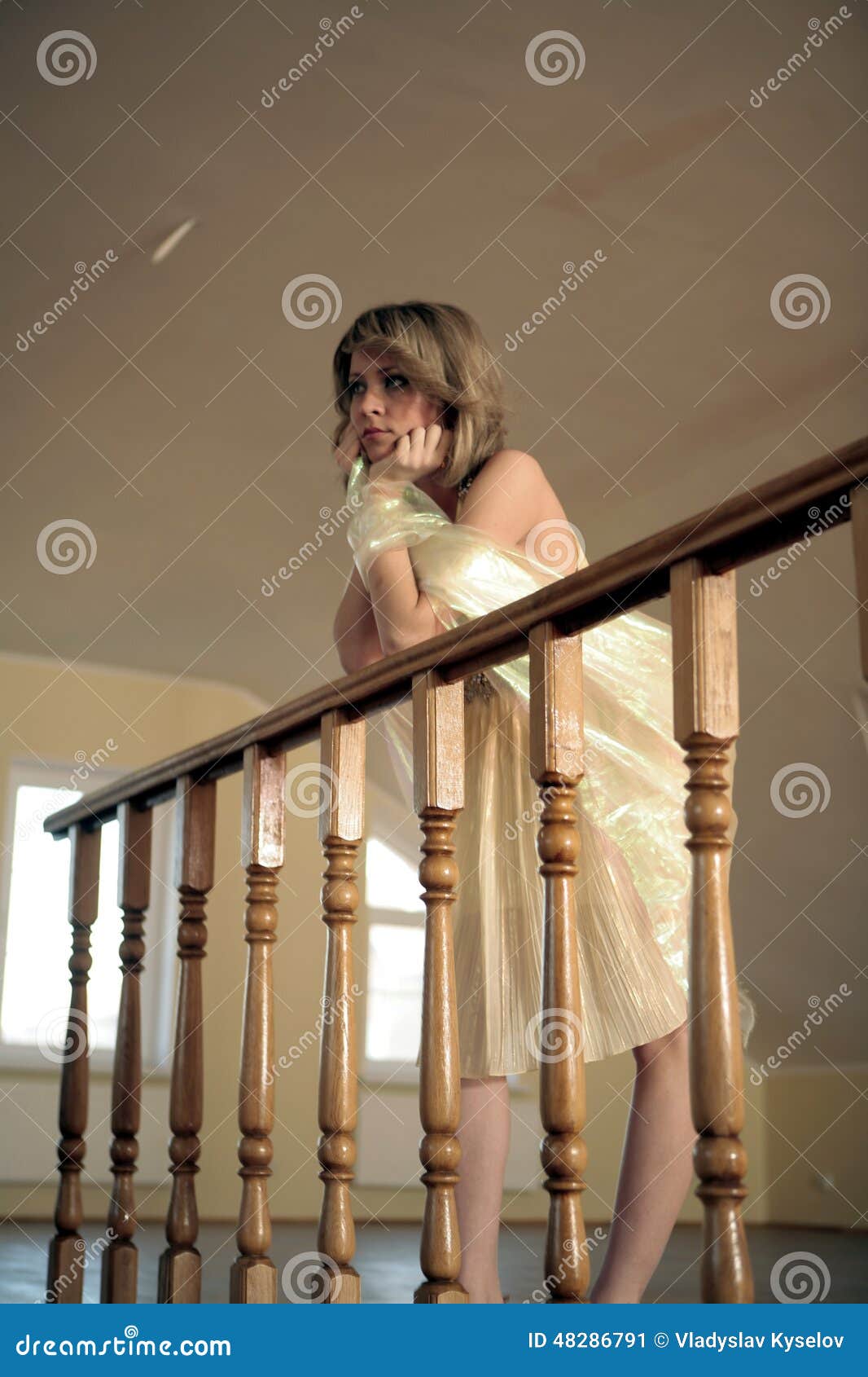 Young Girl Based On Carved Wooden Railing Stock Image Image Of Dreamy Dress 48286791 4731