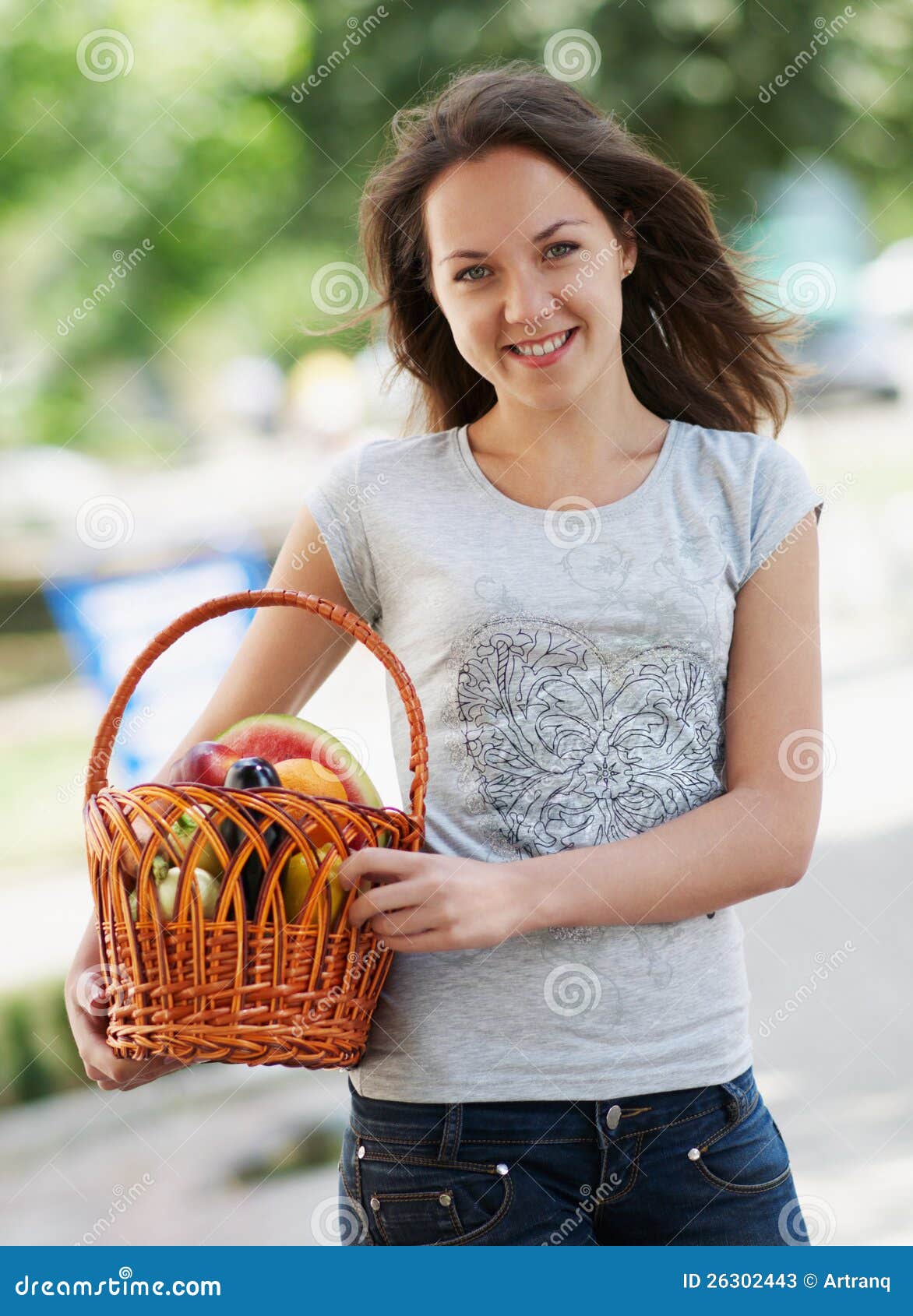 The Young Girl with the Basket Stock Image Image of