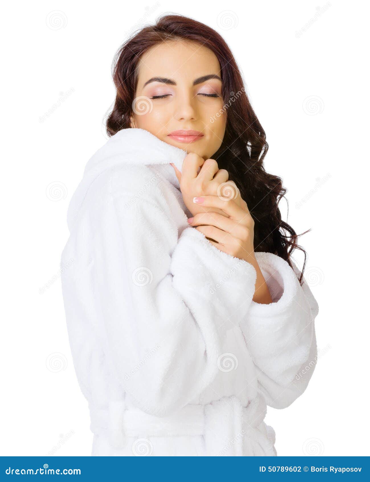 Young girl with bathrobe stock photo. Image of person 50789602
