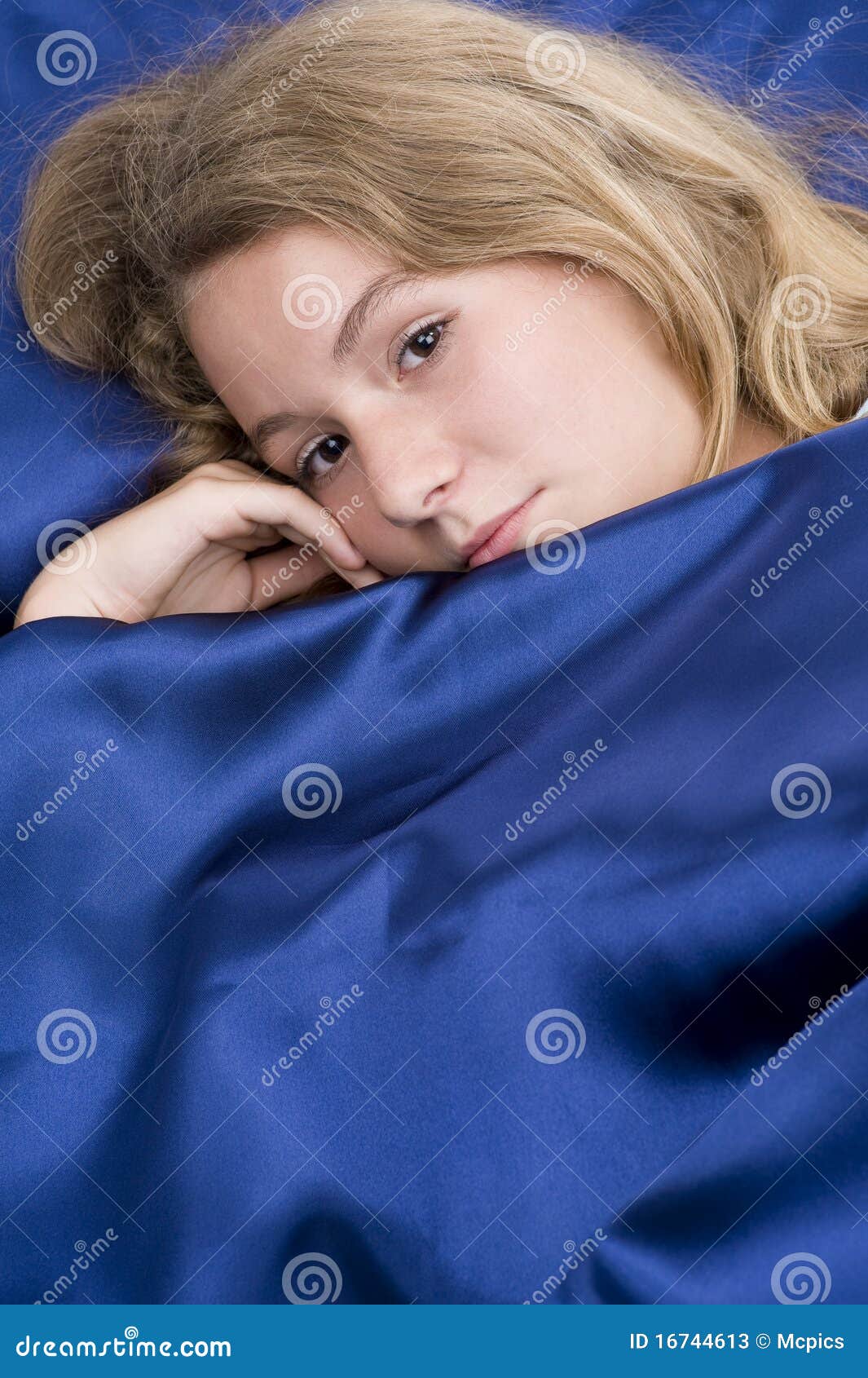 Young girl in bed stock image. Image of girl, blond, covered - 16744613