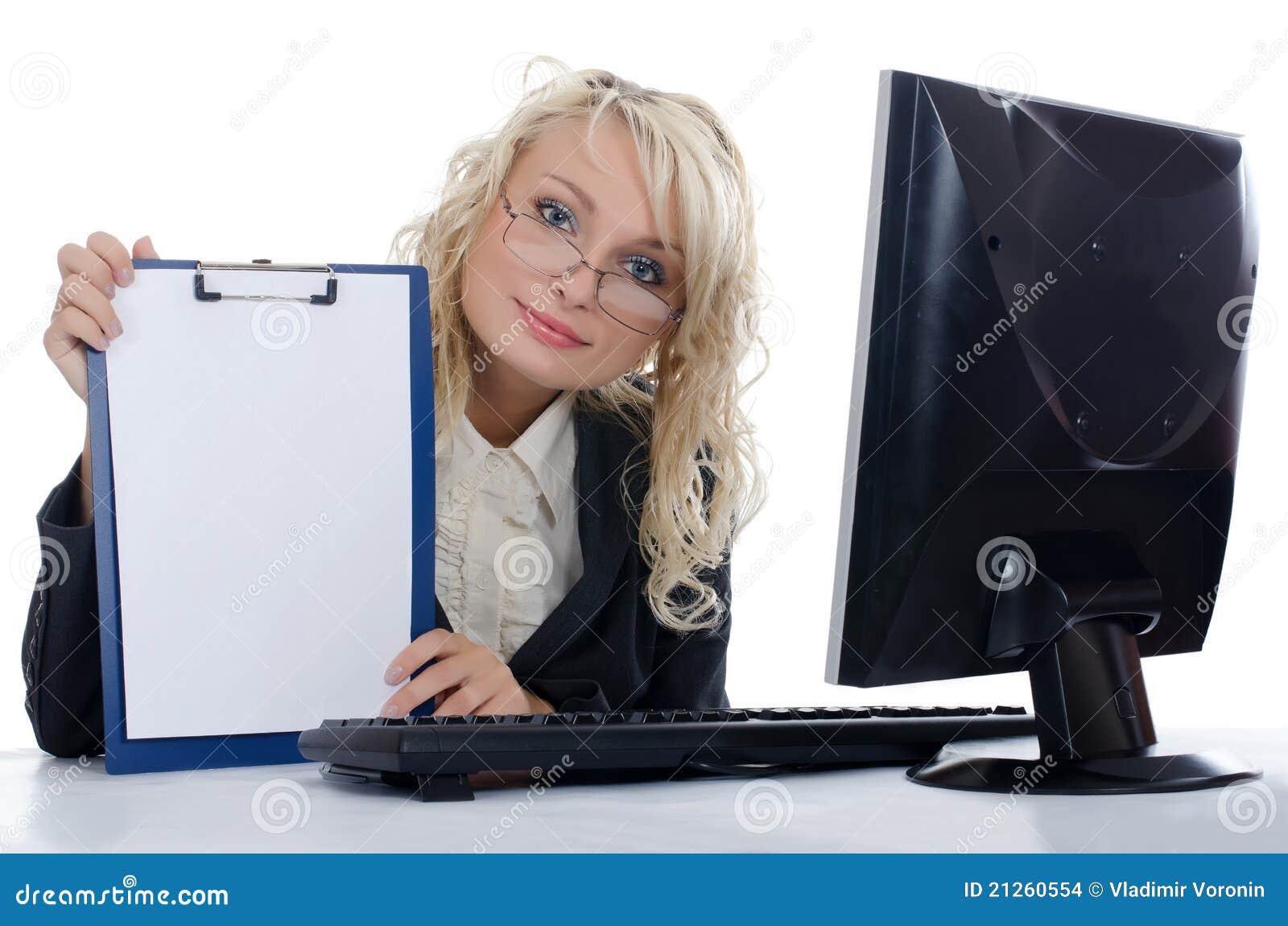 The Young Girl Behind the Computer Stock Photo Image of businesswoman