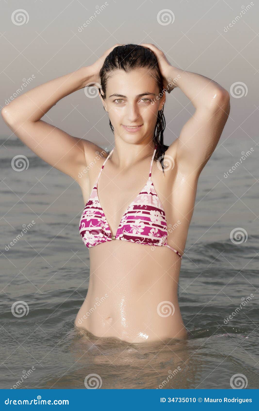 Young girl with bikini stock photo. Image of pink, sand 34735010