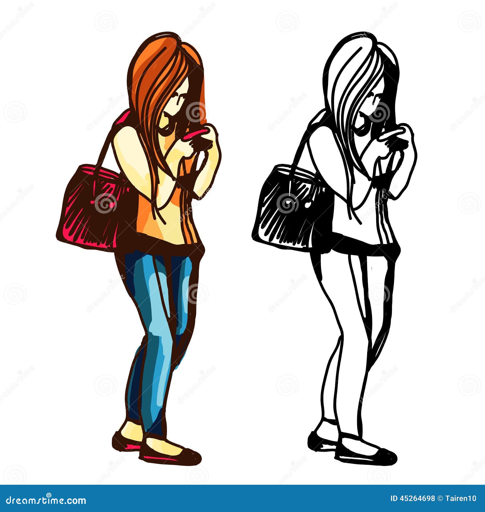 Young Girl In Blue Jeans Vector Illustration CartoonDealer 45264698 young-girl-in-blue-jeans-vector-illustration-cartoondealer-45264698