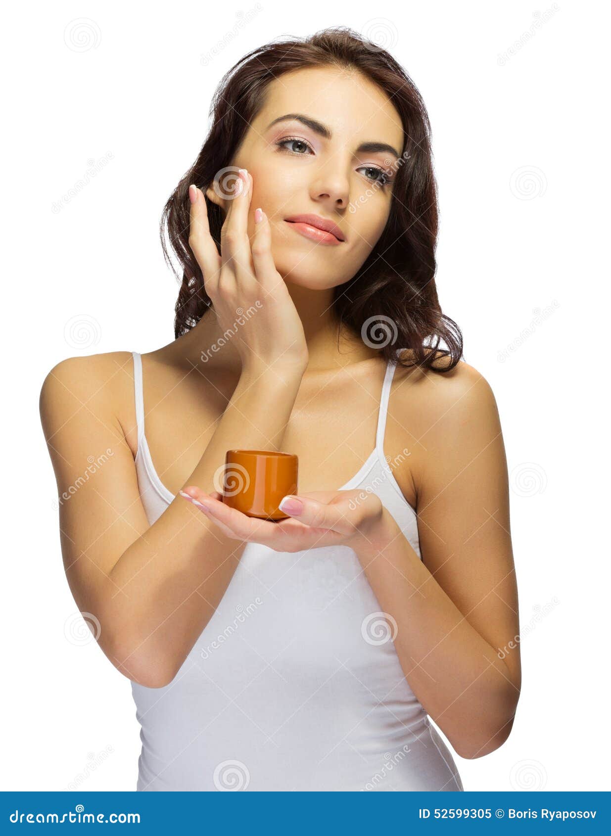 Young girl with body cream stock image. Image of healthy 52599305