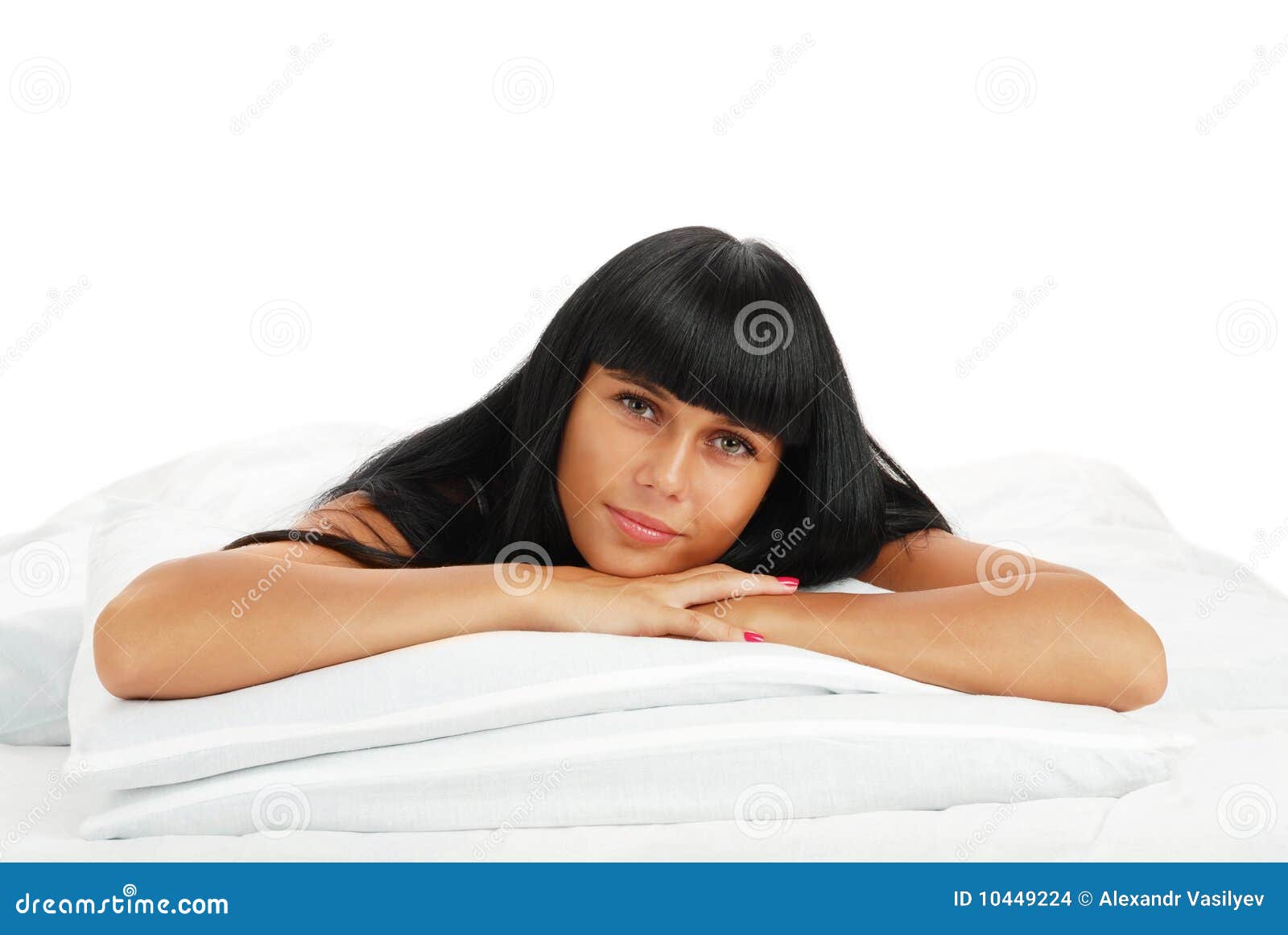 Young Girl on White Bed Stock Photo Image of purity, human
