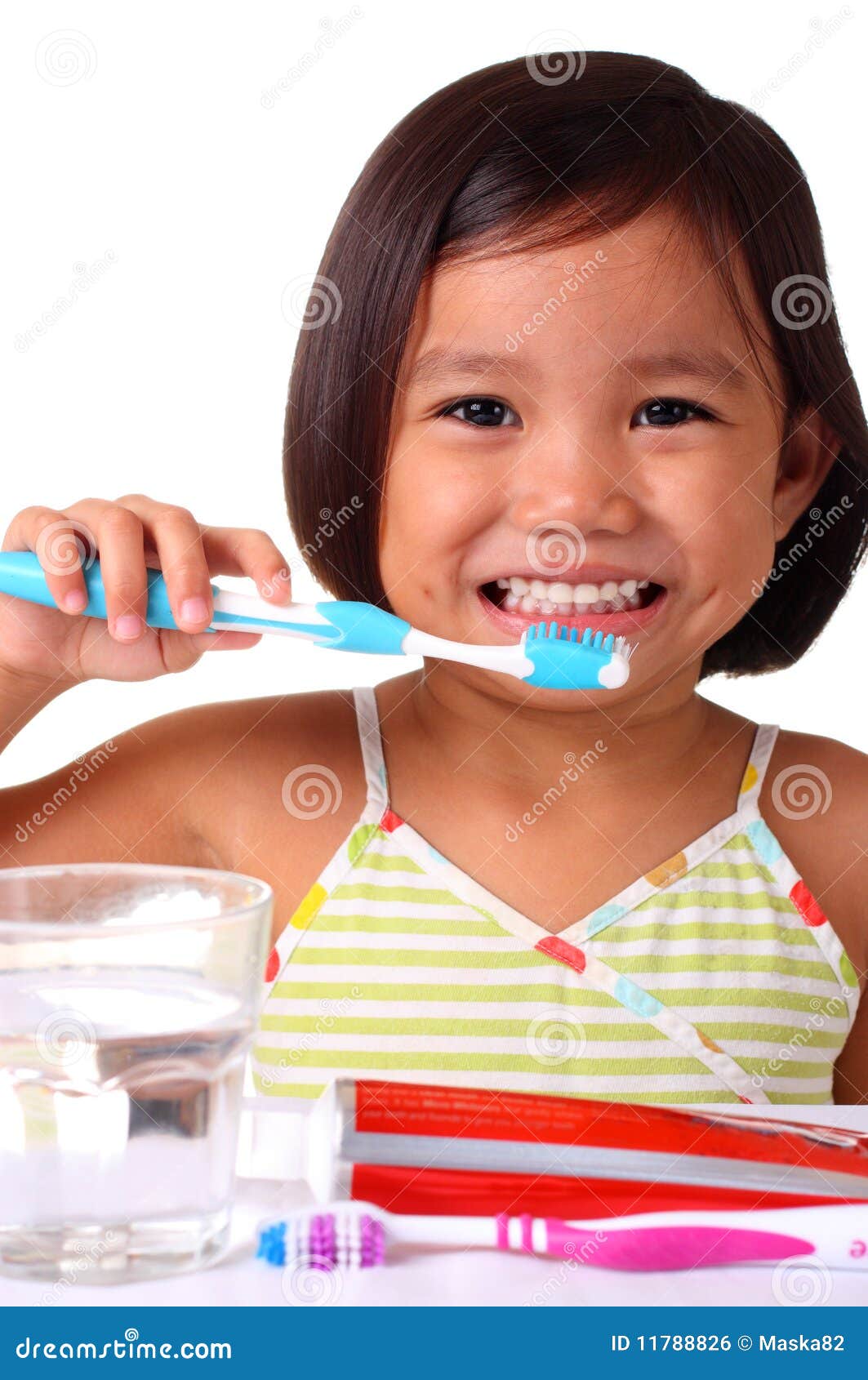 Young Girl Brushing Her Teeth Stock Photo Image of clean, cute 11788826