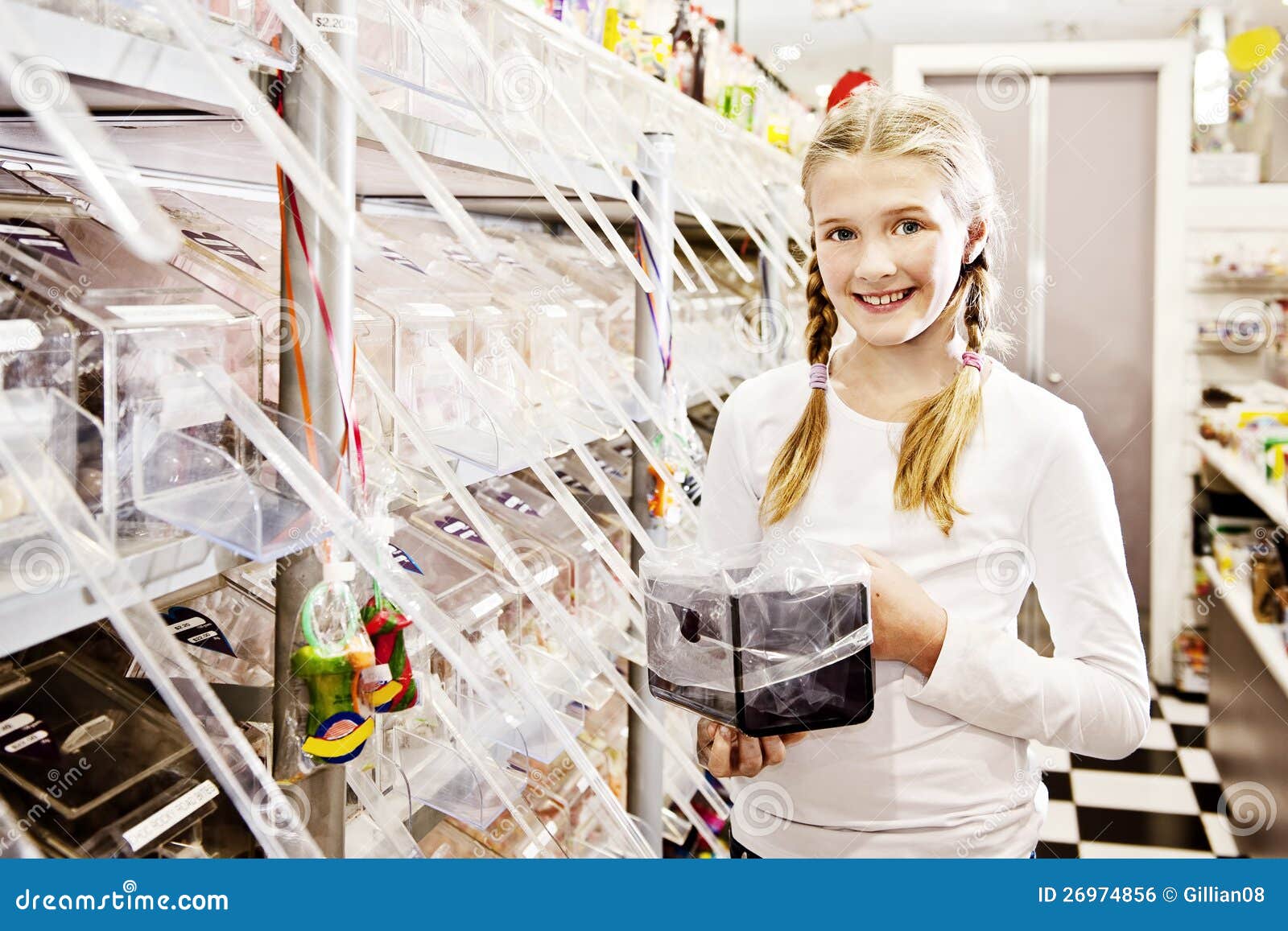 Young Girl in Candy Shop, Smiling Stock Photo Image of hold, business