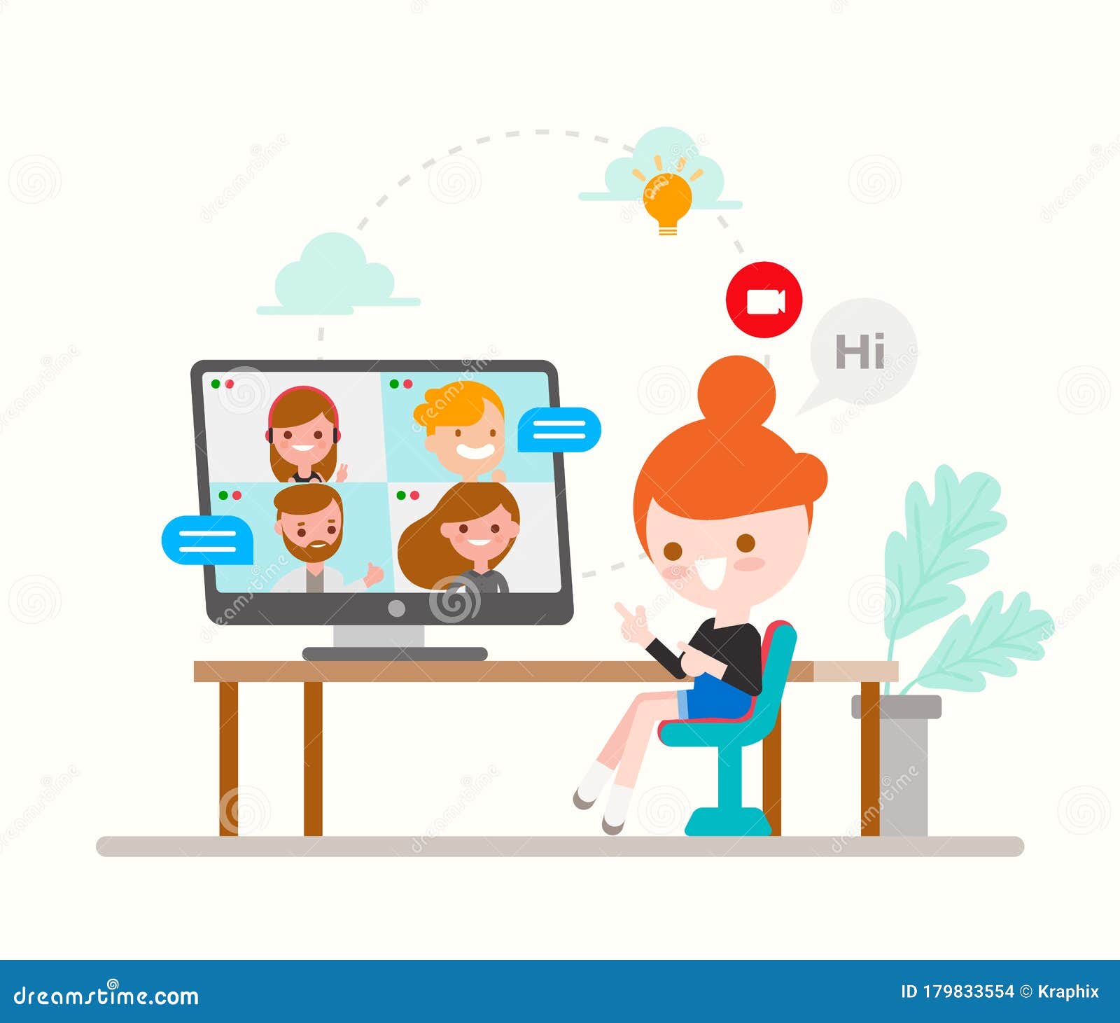 Online speaking concept chatting with friends Vector Image