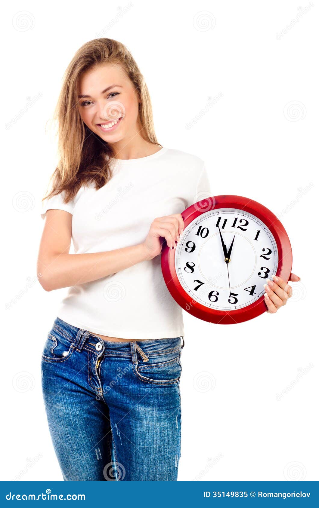 Young girl stock image. Image of smile, clock, girl, person 35149835