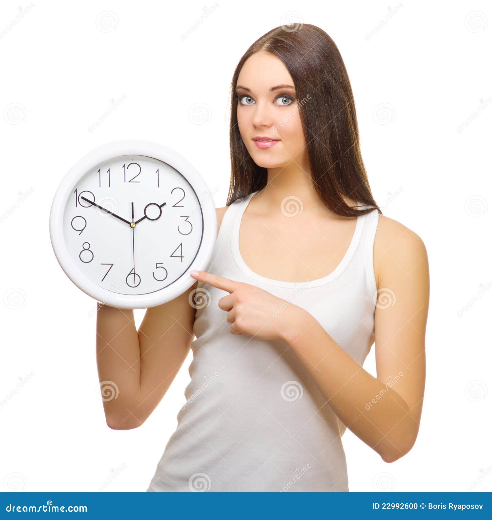 Young girl with clocks stock photo. Image of positive 22992600