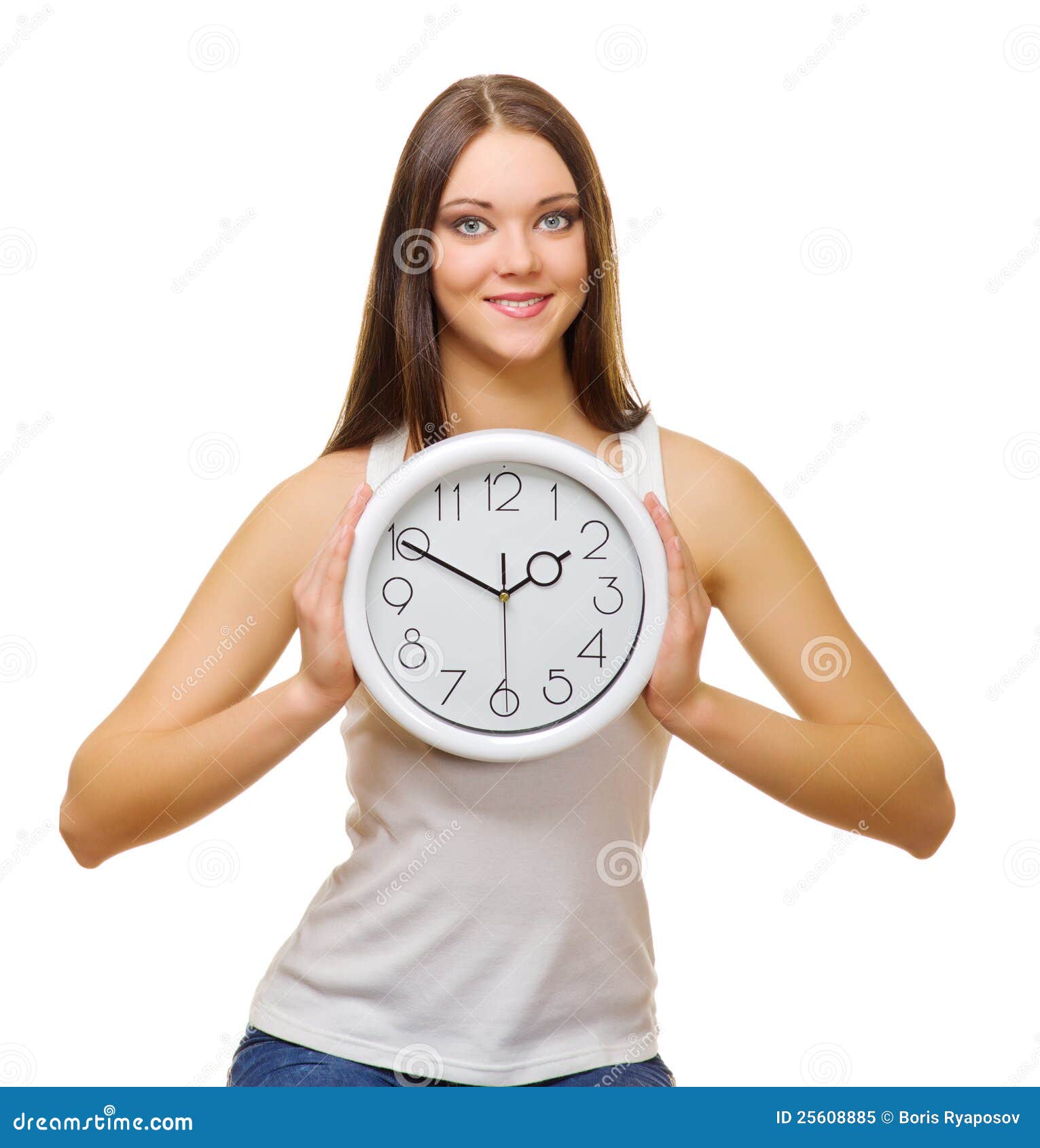 Young girl with clocks stock image. Image of attractive 25608885