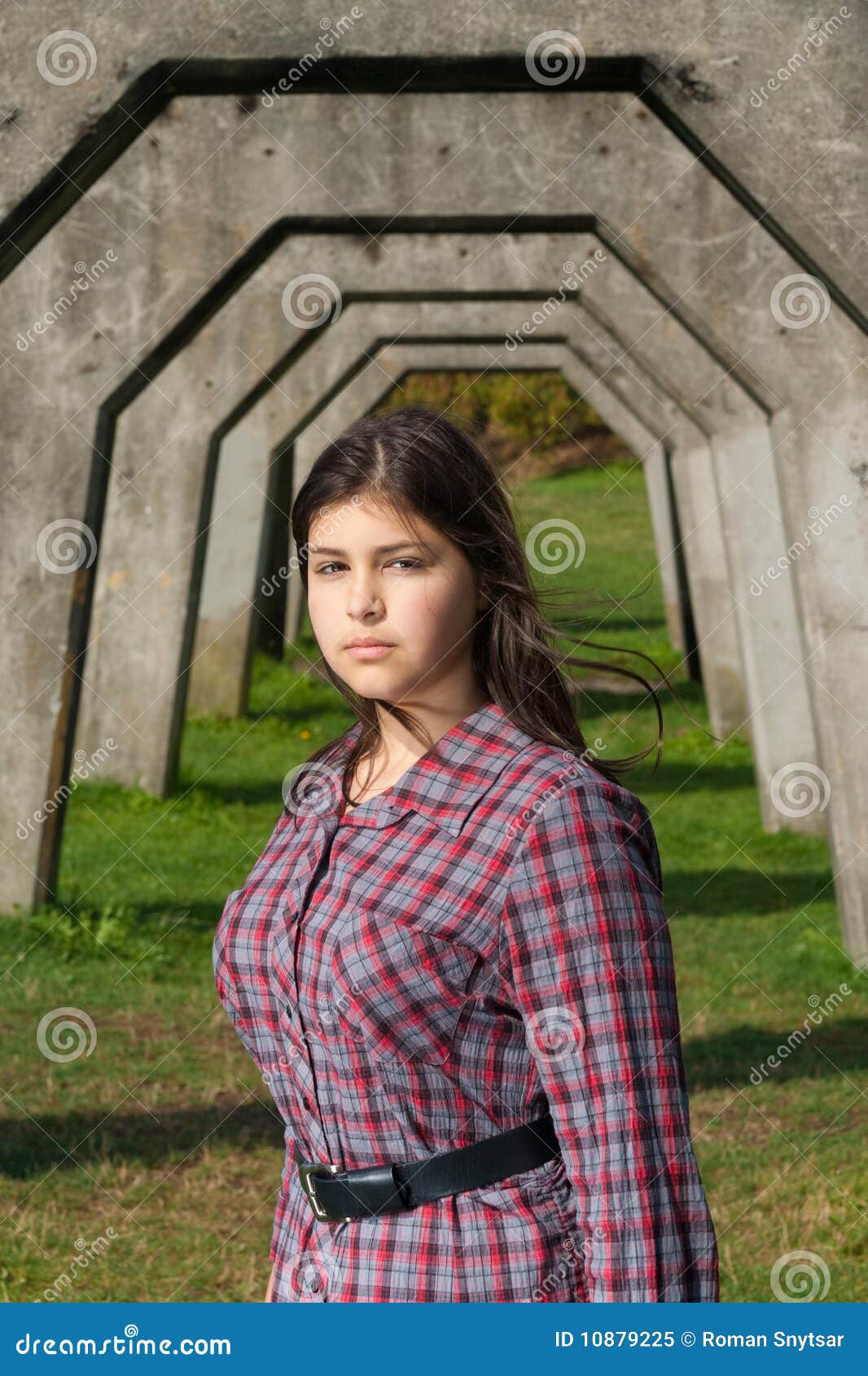 Young Girl in Concrete Arches Stock Image Image of people, woman