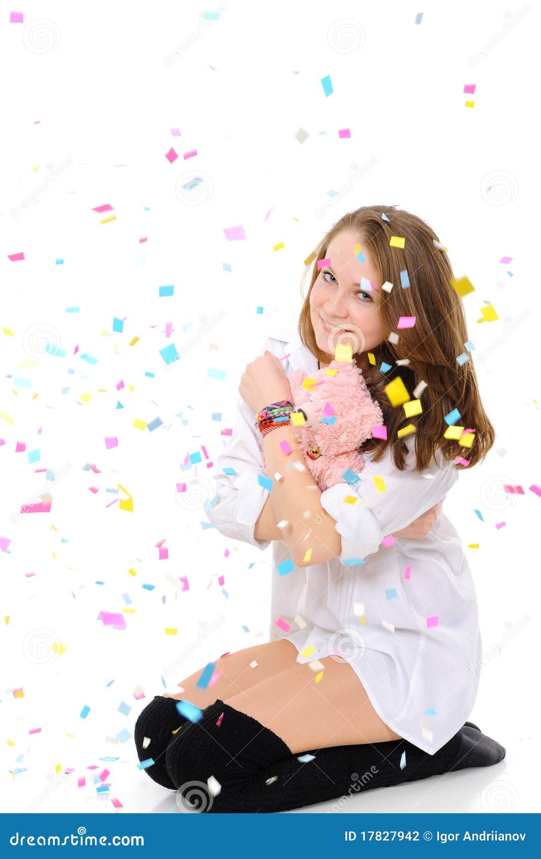 Young girl in confetti stock photo. Image of joyful, casual 17827942