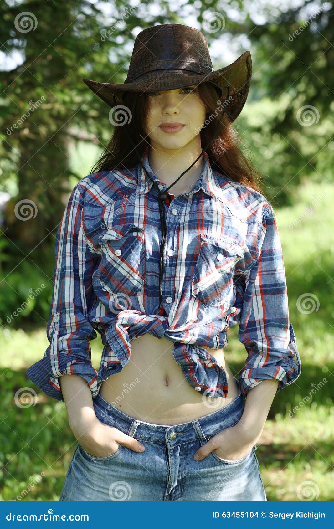 Young girl in cowboy hat stock photo. Image of beauty 63455104