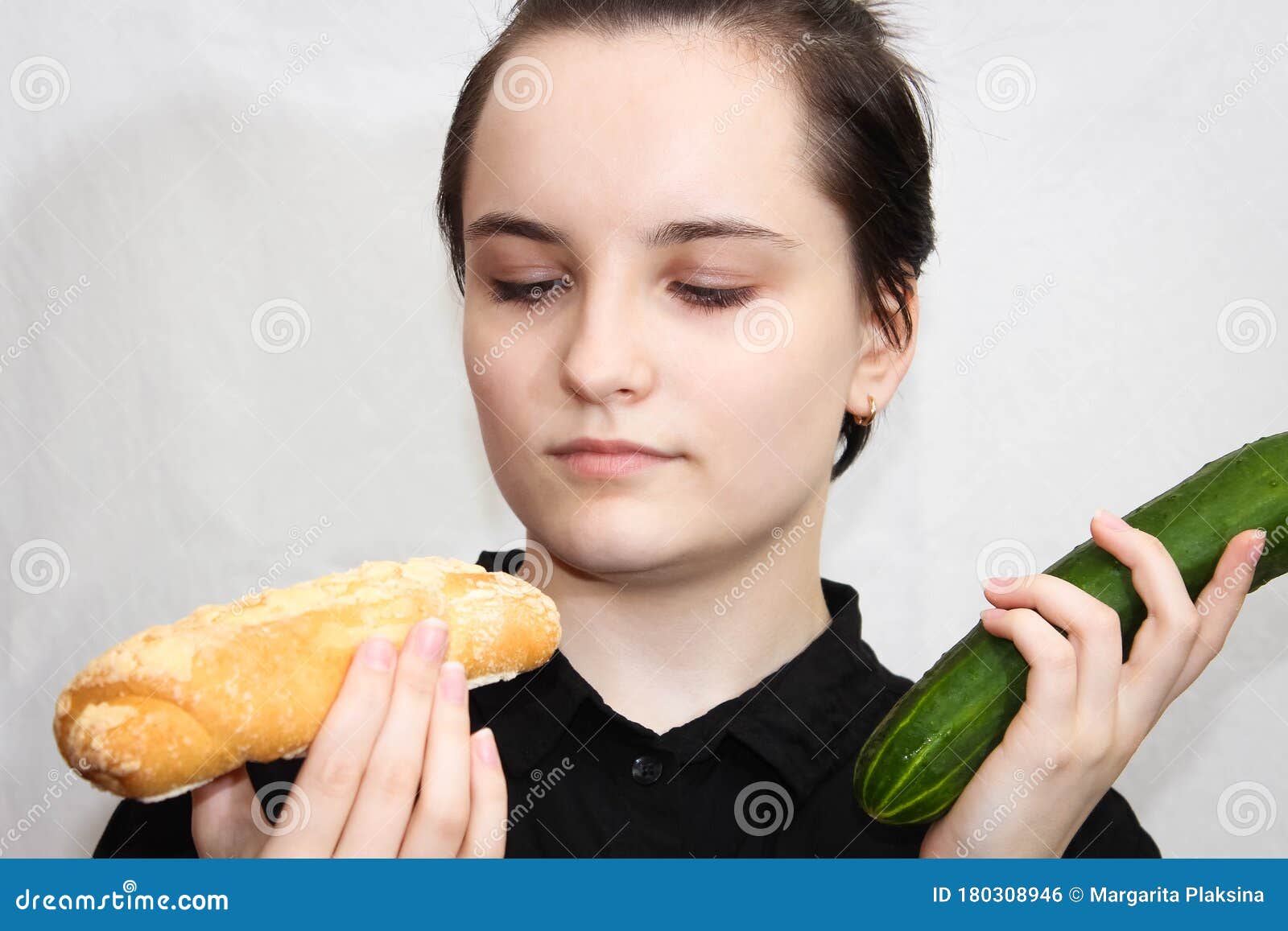 Girl with cucumber