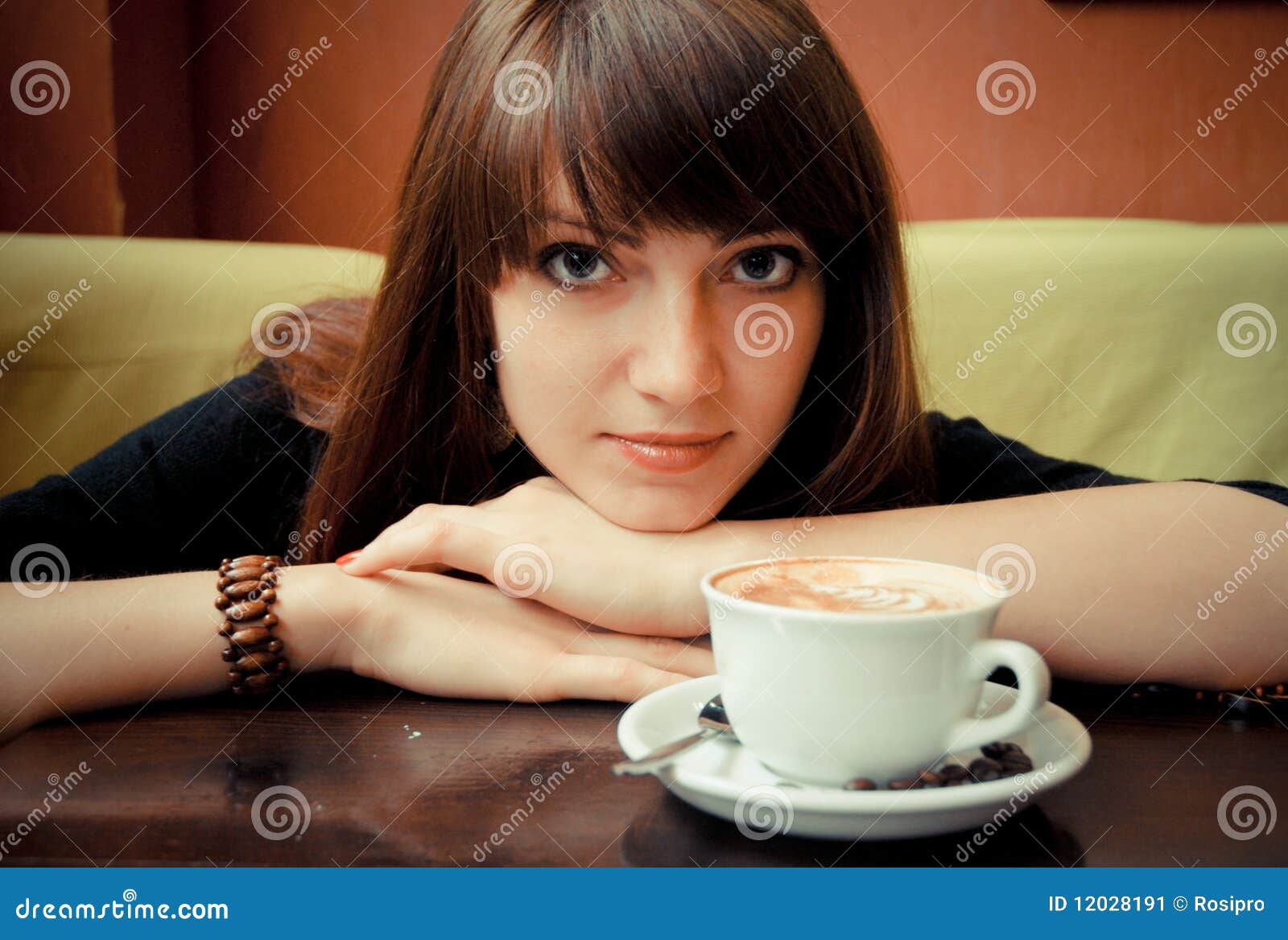 Young Girl with a Cup of Coffee Stock Image Image of drink, eyes