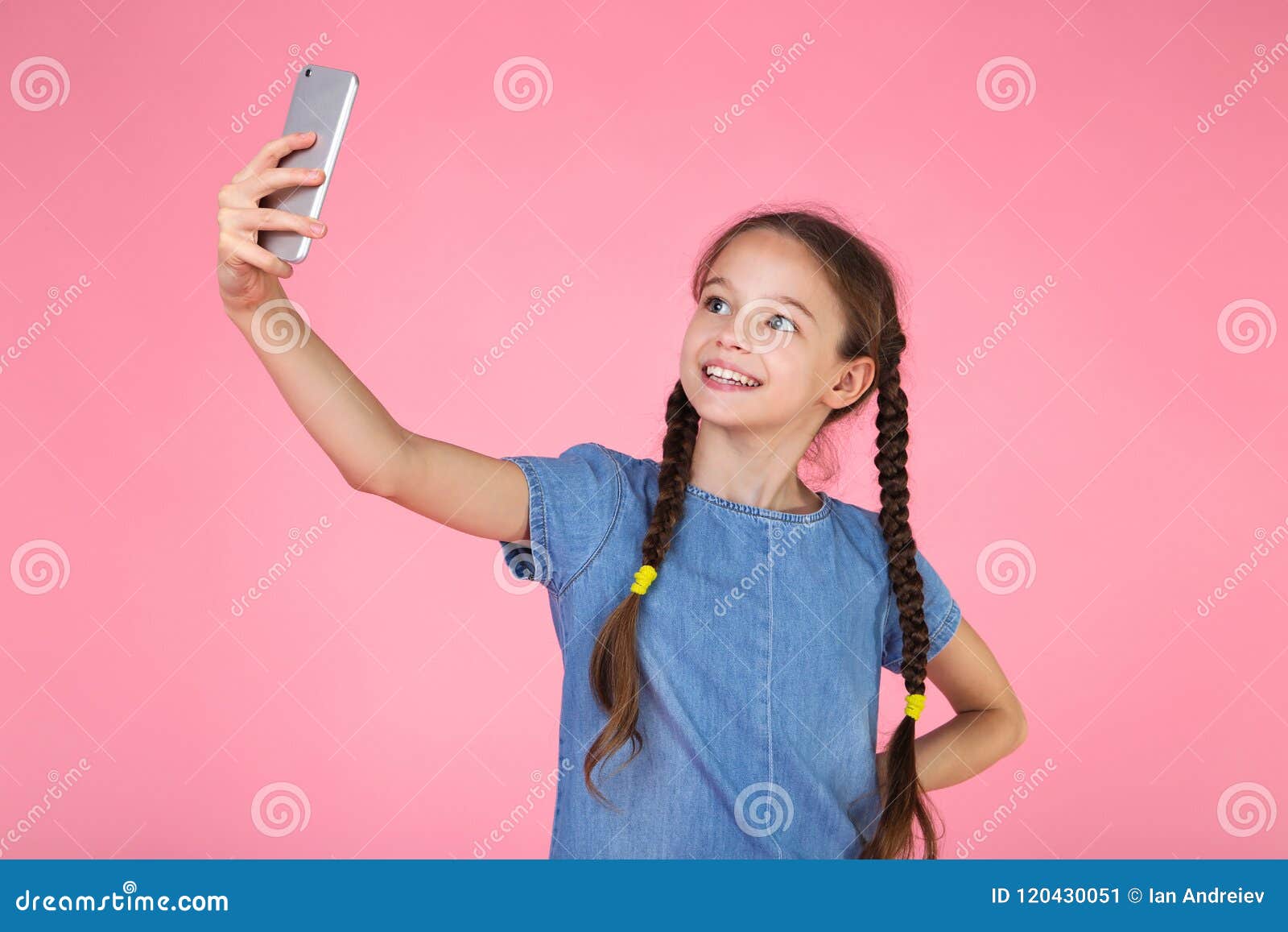 Young girl in denim dress stock image. Image of attractive - 120430051