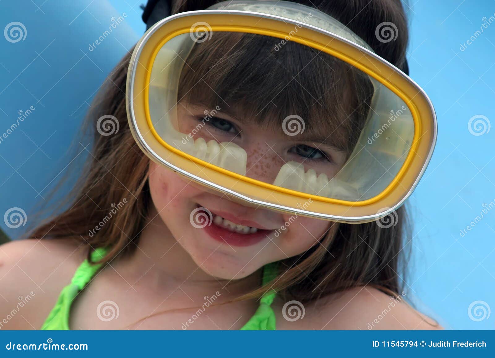 Young girl in dive mask stock photo. Image of active 11545794