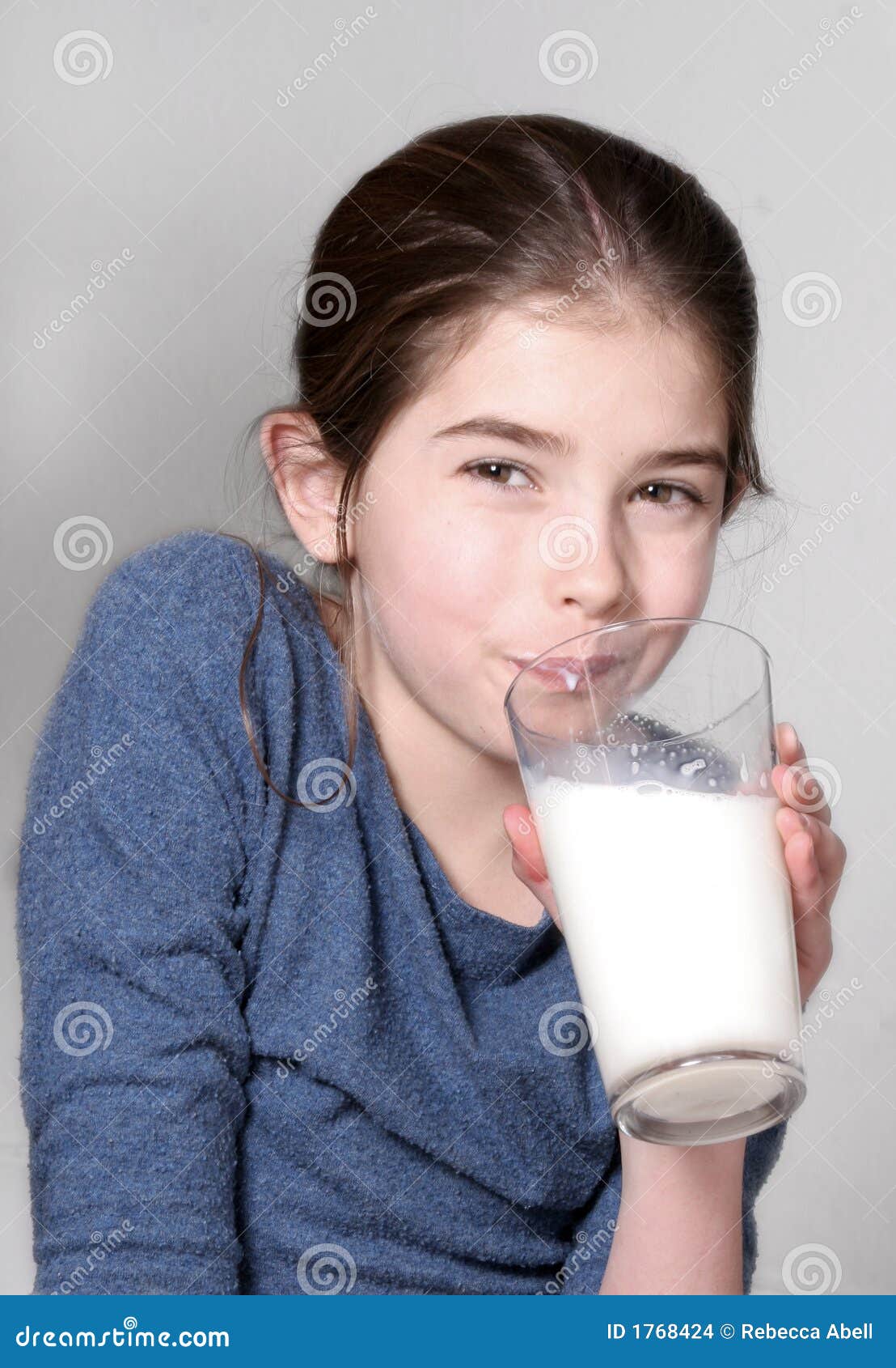Young Girl Drinking Milk stock photo. Image of adorable 1768424