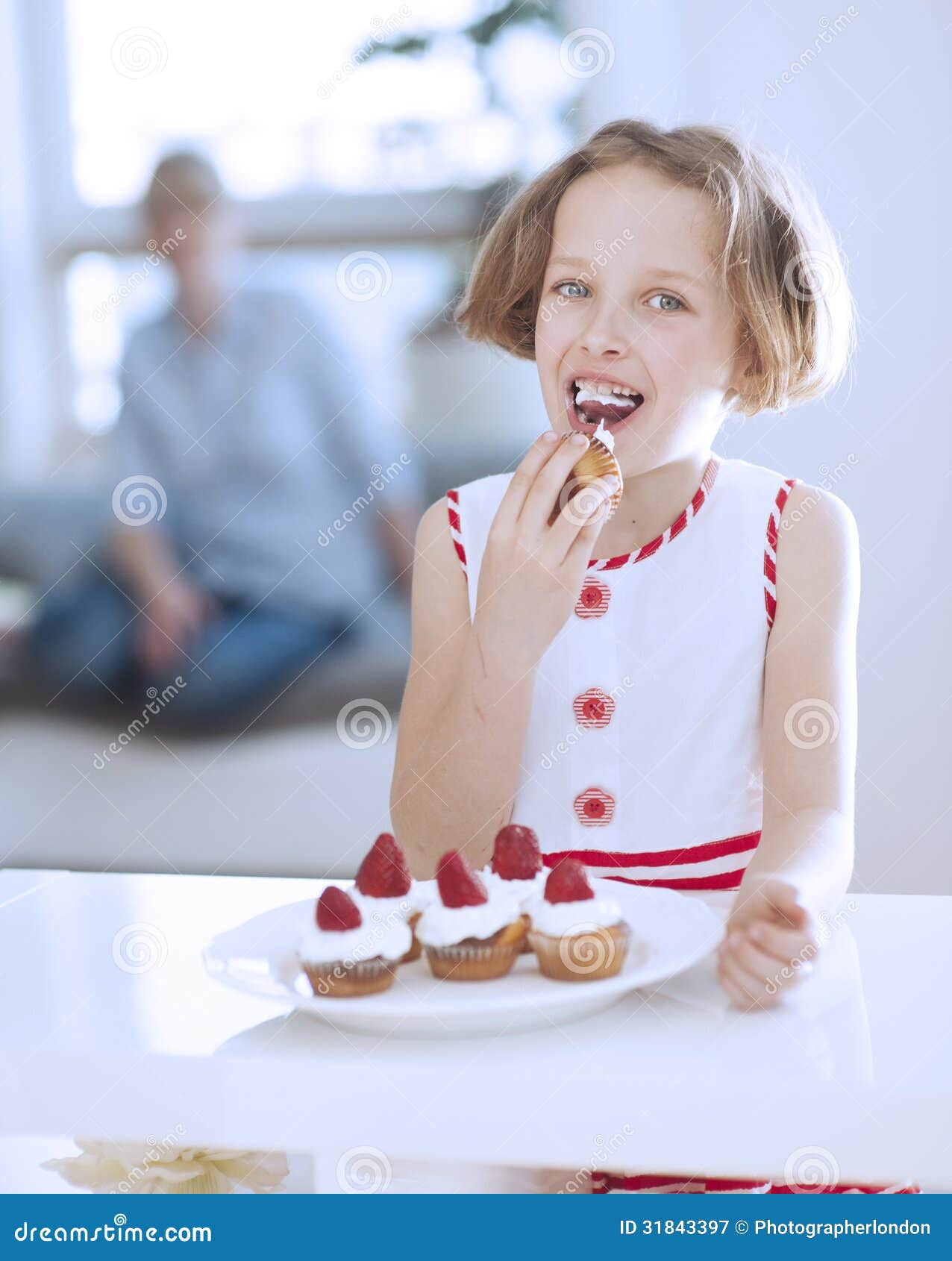 Picture Of Beautiful Pin-up Girl Eating Cake At Studio ...