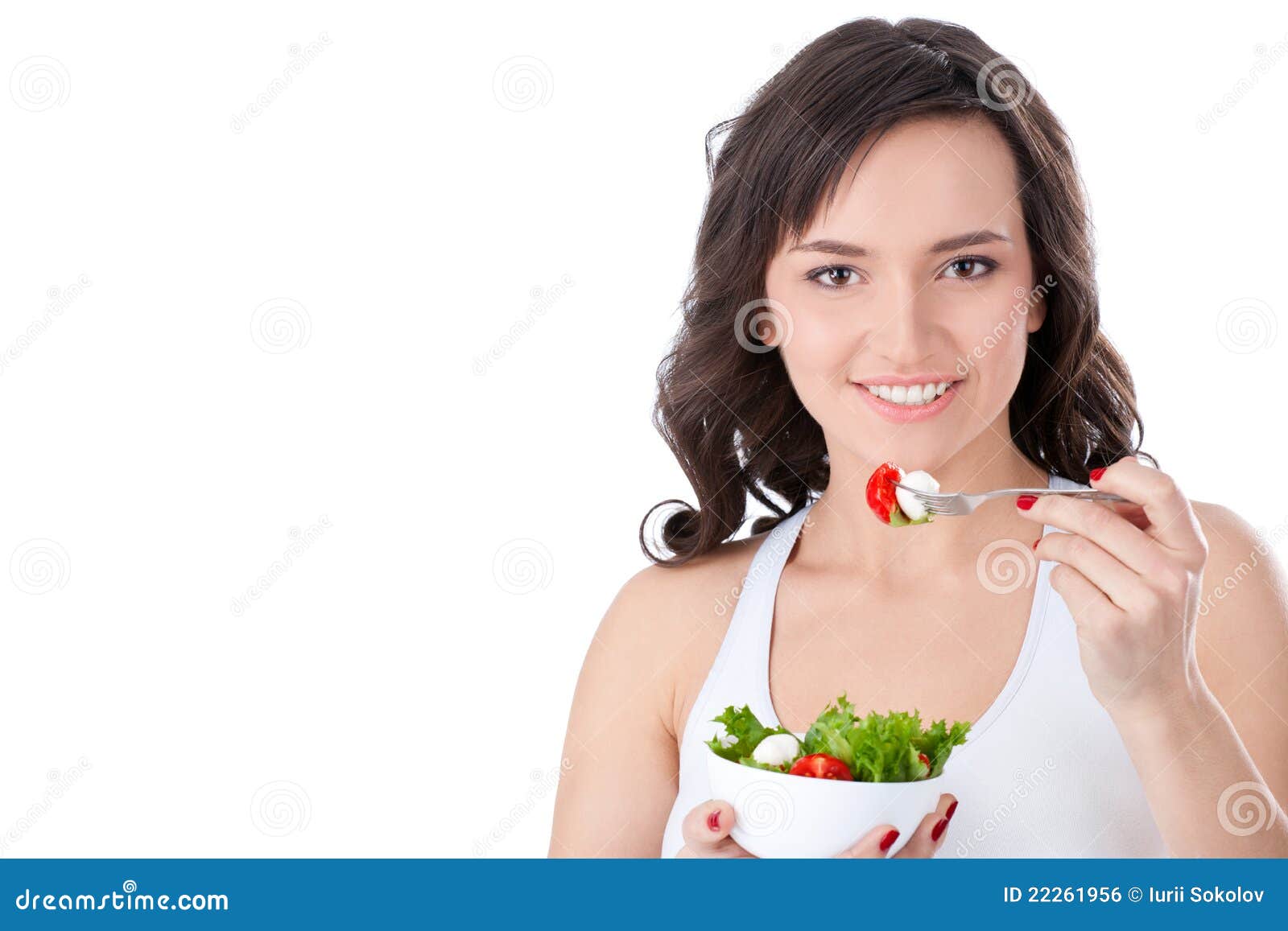 Young Girl Eating Fresh Salad Stock Photo Image of caucasian