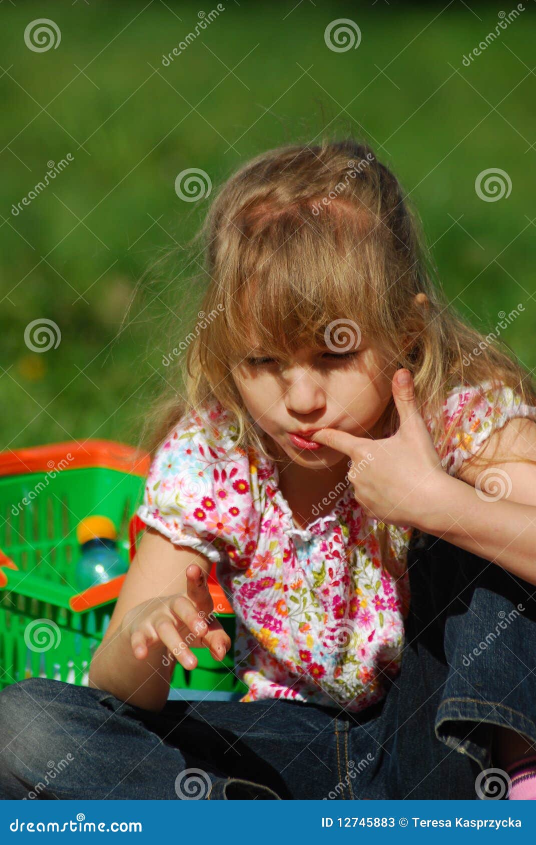 Young Girl Eating on Picnic Stock Image Image of appetite, delicious
