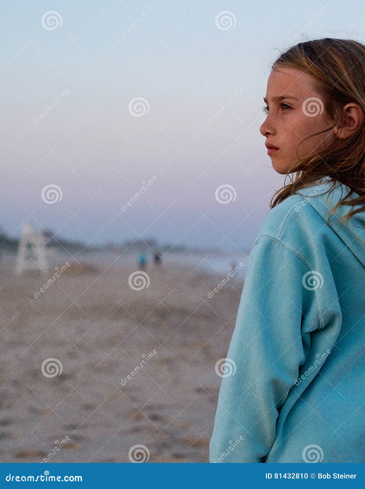 young girl on empty beach