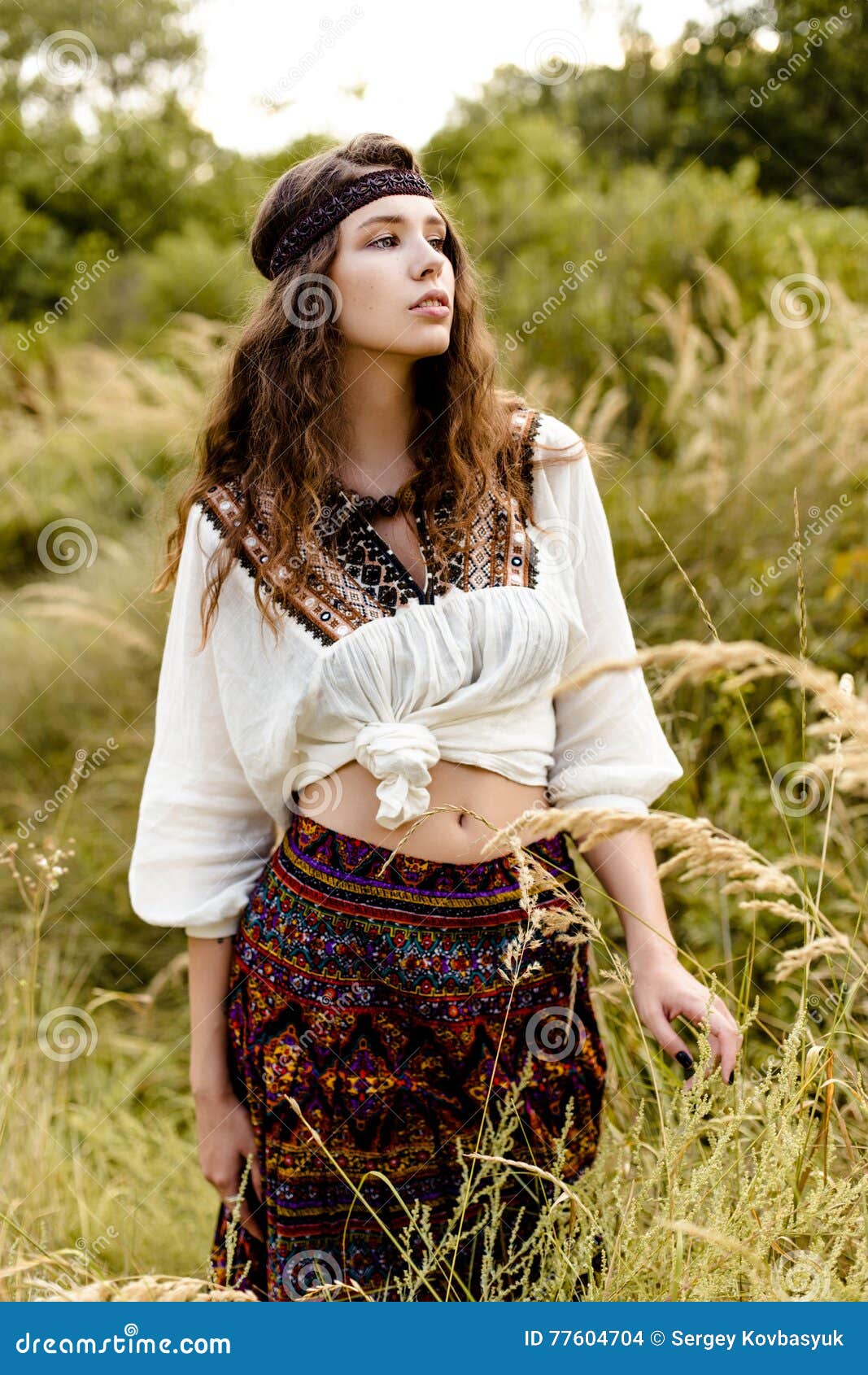 Young Girl in Ethnic Clothes Stock Photo - Image of attractive, hair ...