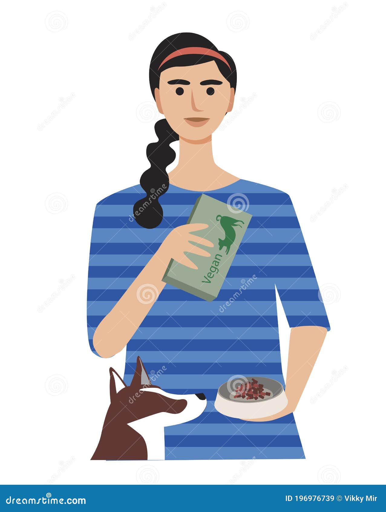 Young Girl and Vegan Dog Food Isolated on White Background. Flat Vector Stock Illustration with Dog As a Concept of Veganism, Stock Illustration - Illustration of friendly, care: 196976739 Young Girl and Vegan Dog Food Isolated on White Background. Flat Vector Stock Illustration with Dog As a Concept of Veganism, Stock Illustration - Illustration of friendly, care: 196976739